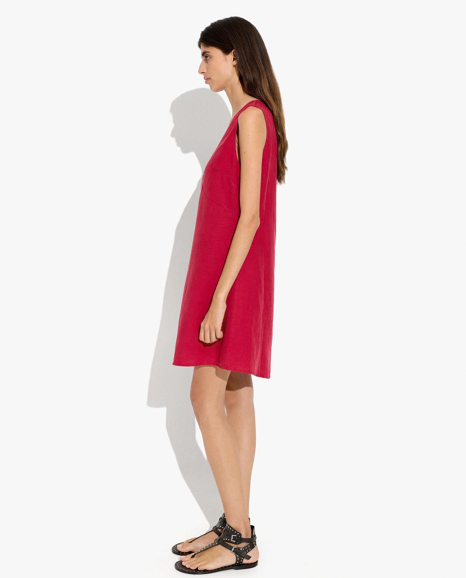 Vestido corto sin mangas con escote pico - Parfois - Rojo Rojo-3