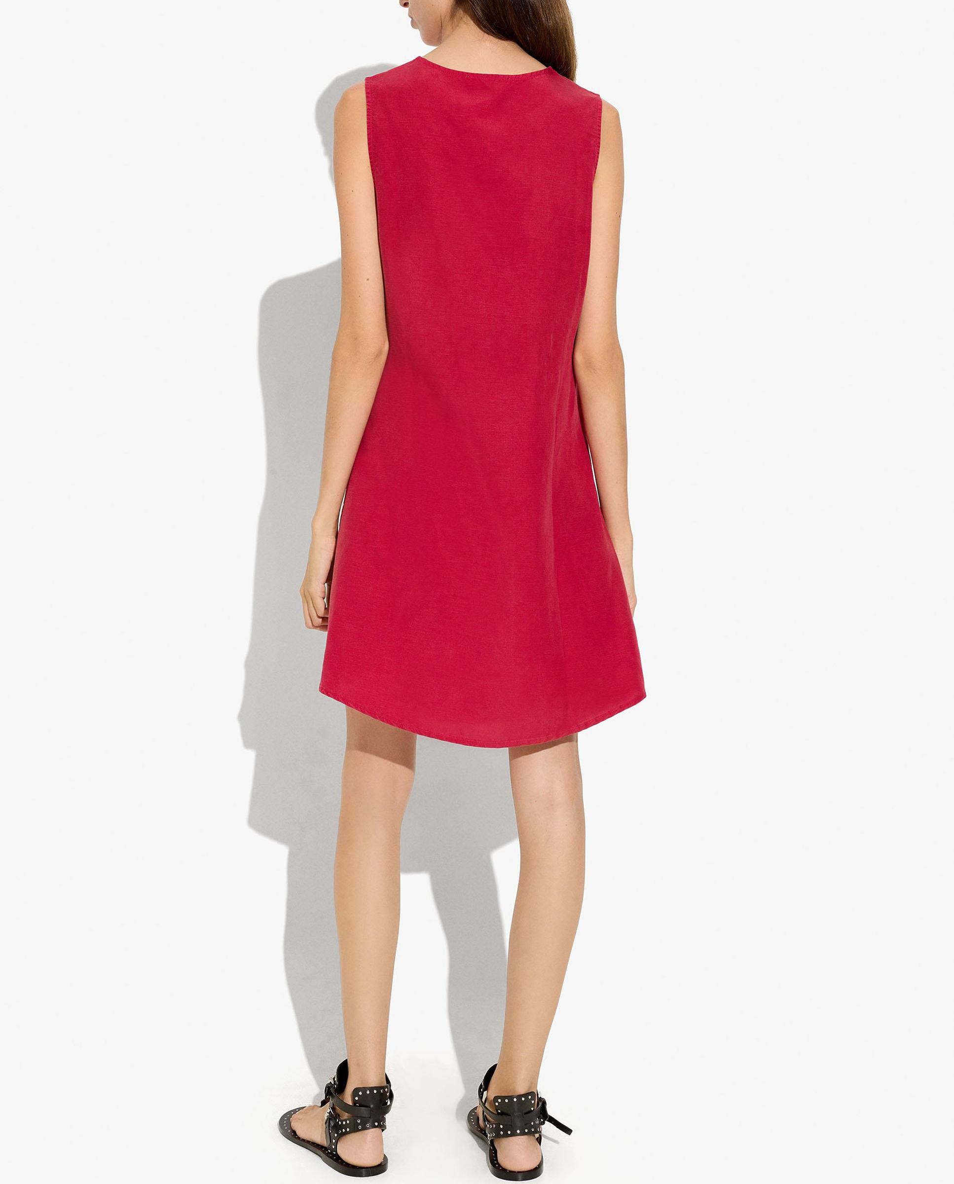 Vestido corto sin mangas con escote pico - Parfois - Rojo Rojo-4