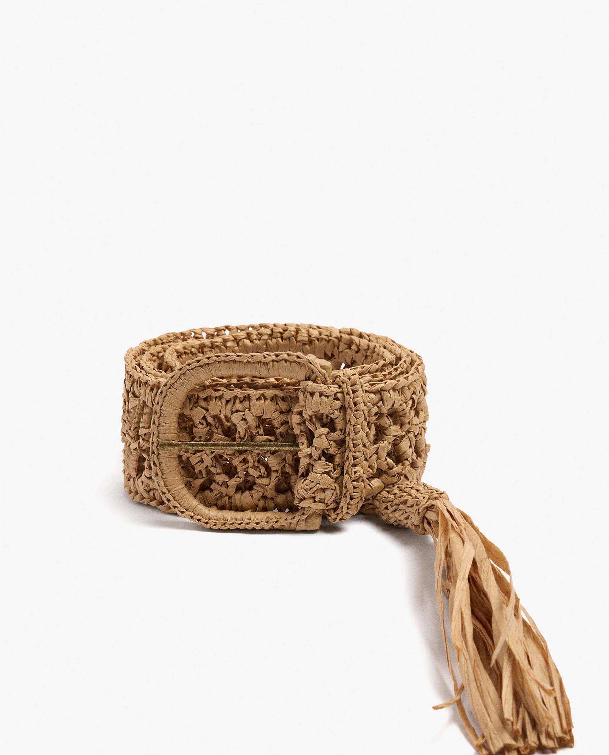 Cinturón con hebilla de mujer y pespuntes en liso - Parfois - Natural Natural-1