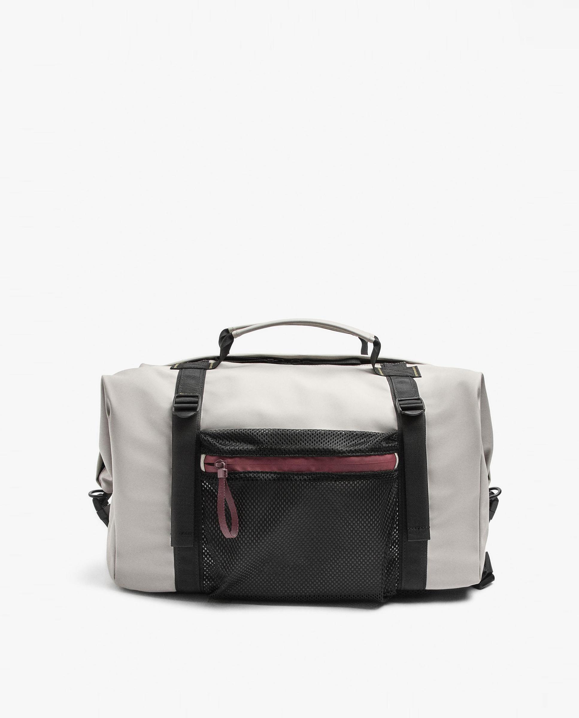 Bolso de hombro estilo deportivo con varios compartimentos y cierre de cremallera en liso - Parfois - Gris claro Gris claro-1