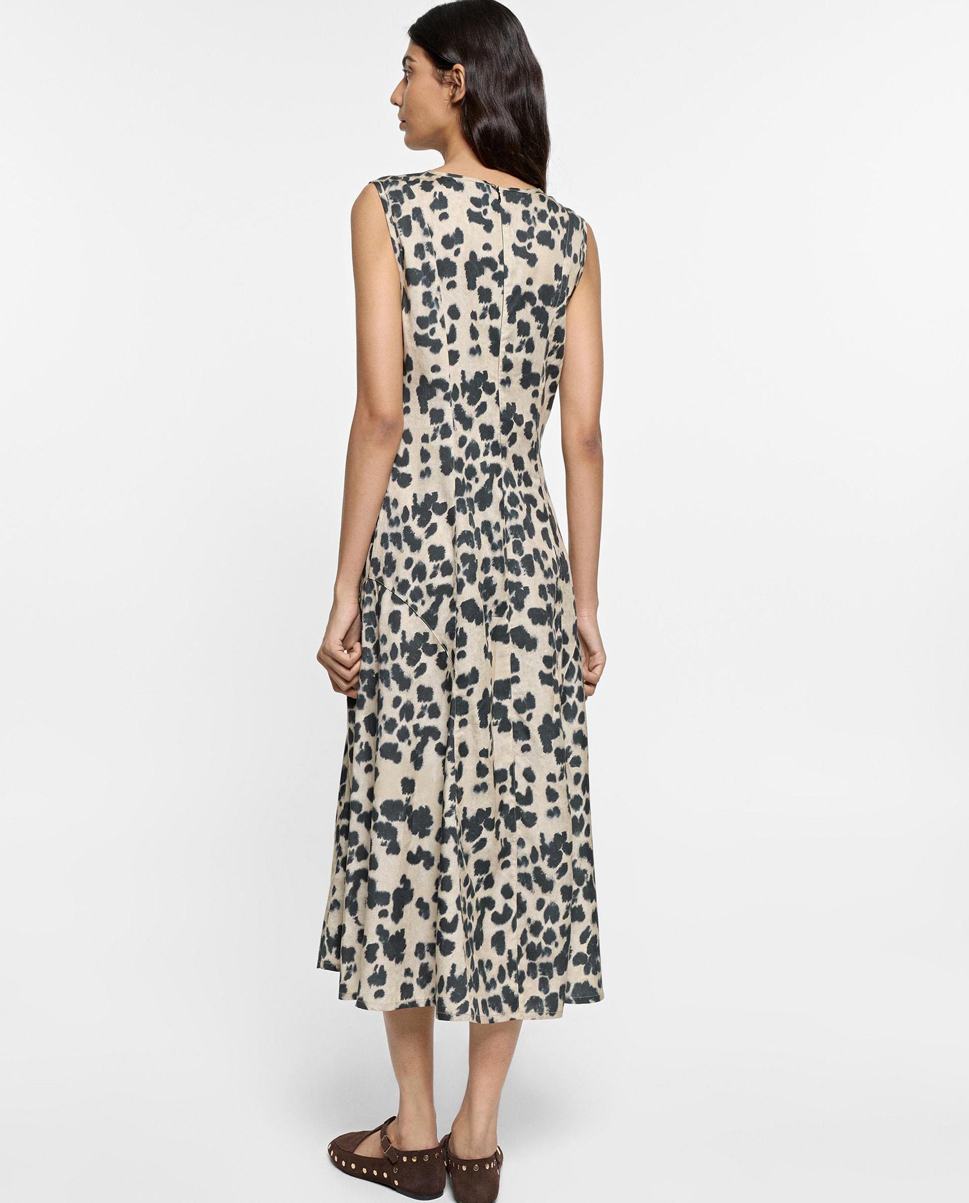 Vestido midi 100% liocel sin mangas con estampado animal print - Parfois - Multicolor Multicolor-4