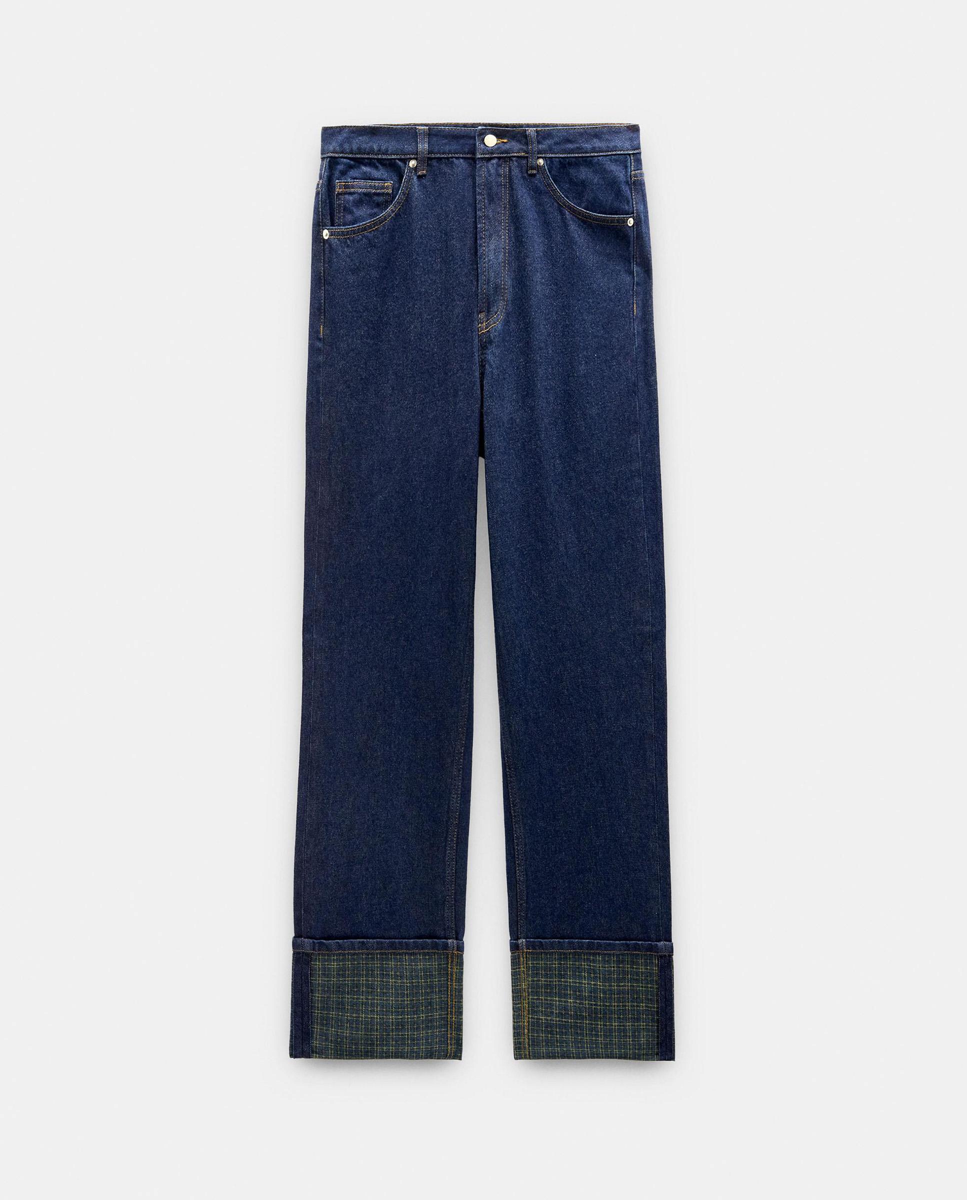Vaqueros anchos de mujer 100% algodón con dobladillo en el bajo - Parfois - Azul marino Azul marino-6