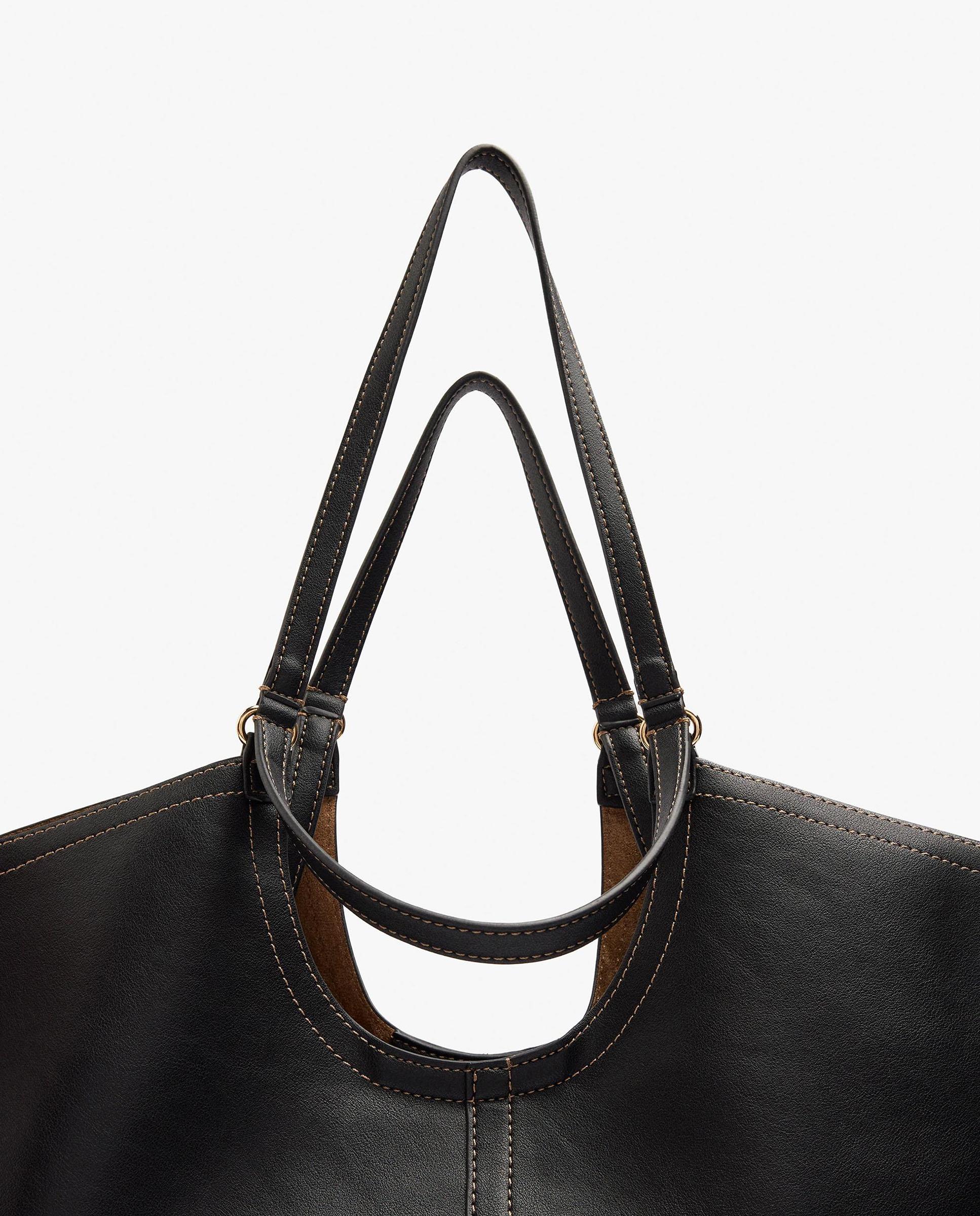 Shopper grande con cierre de cremallera en liso - Parfois - Negro Negro-2