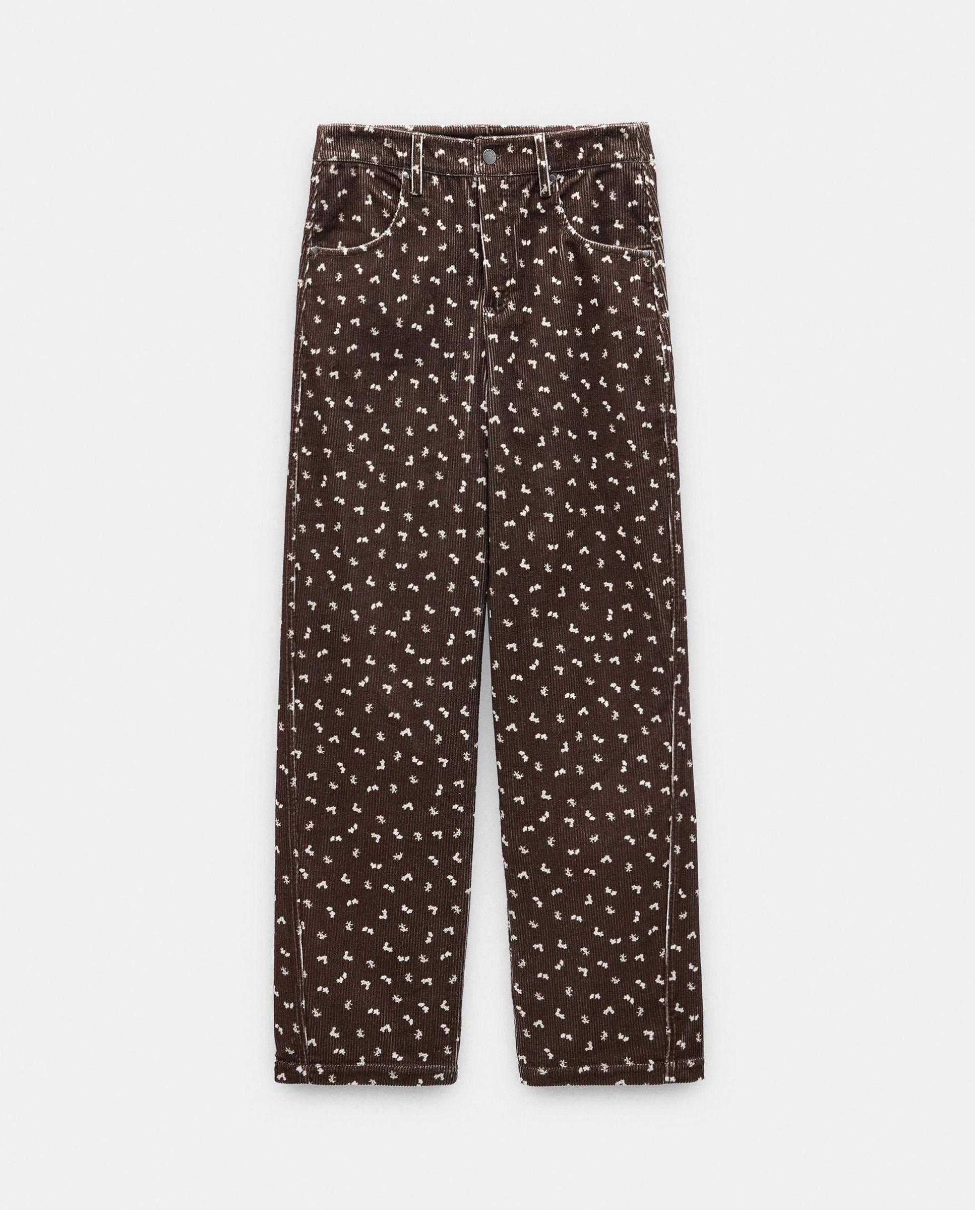Pantalones rectos de mujer con cierre de botón y estampado floral - Parfois - Marrón oscuro Marrón oscuro-7
