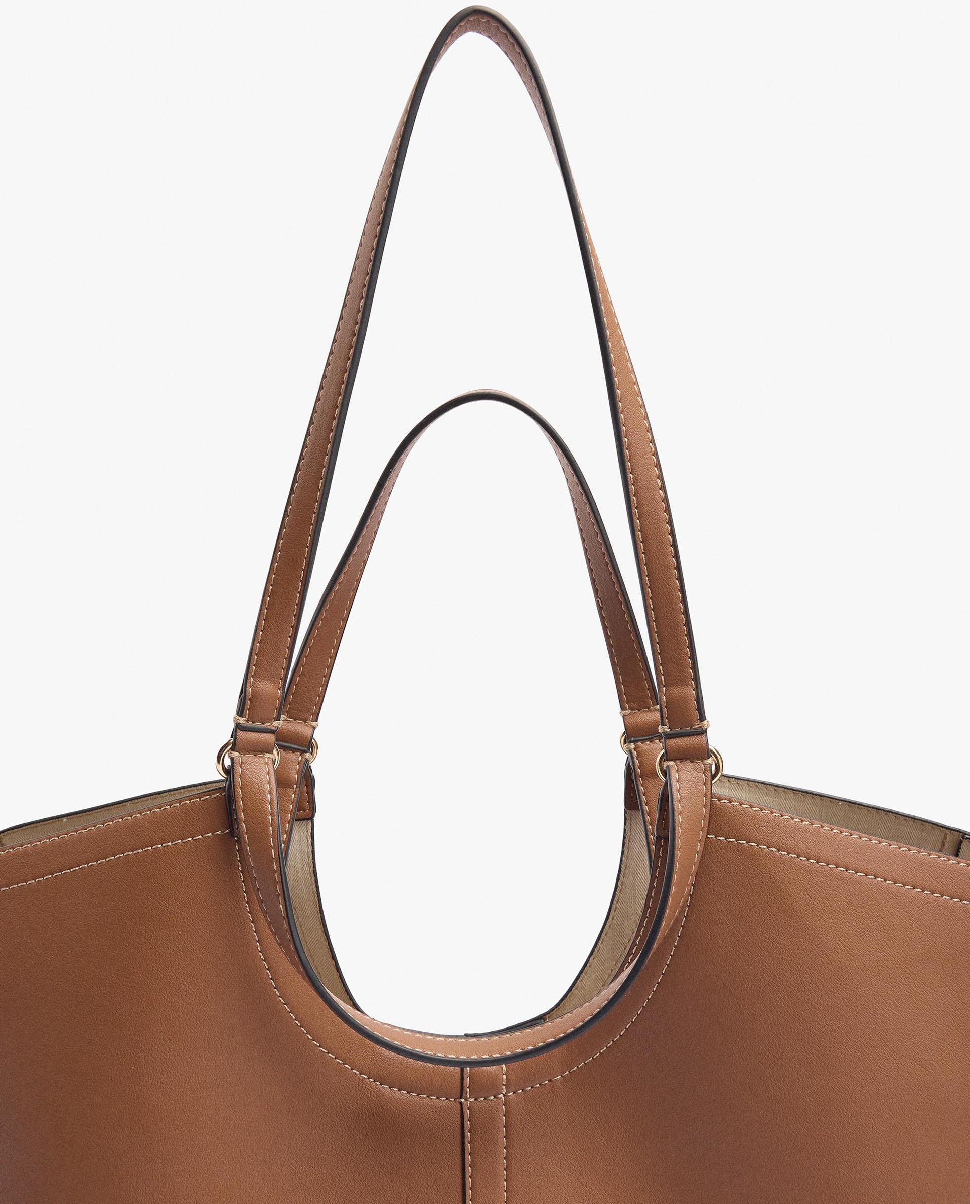 Shopper grande con cierre de cremallera en liso - Parfois - Camel Camel-3