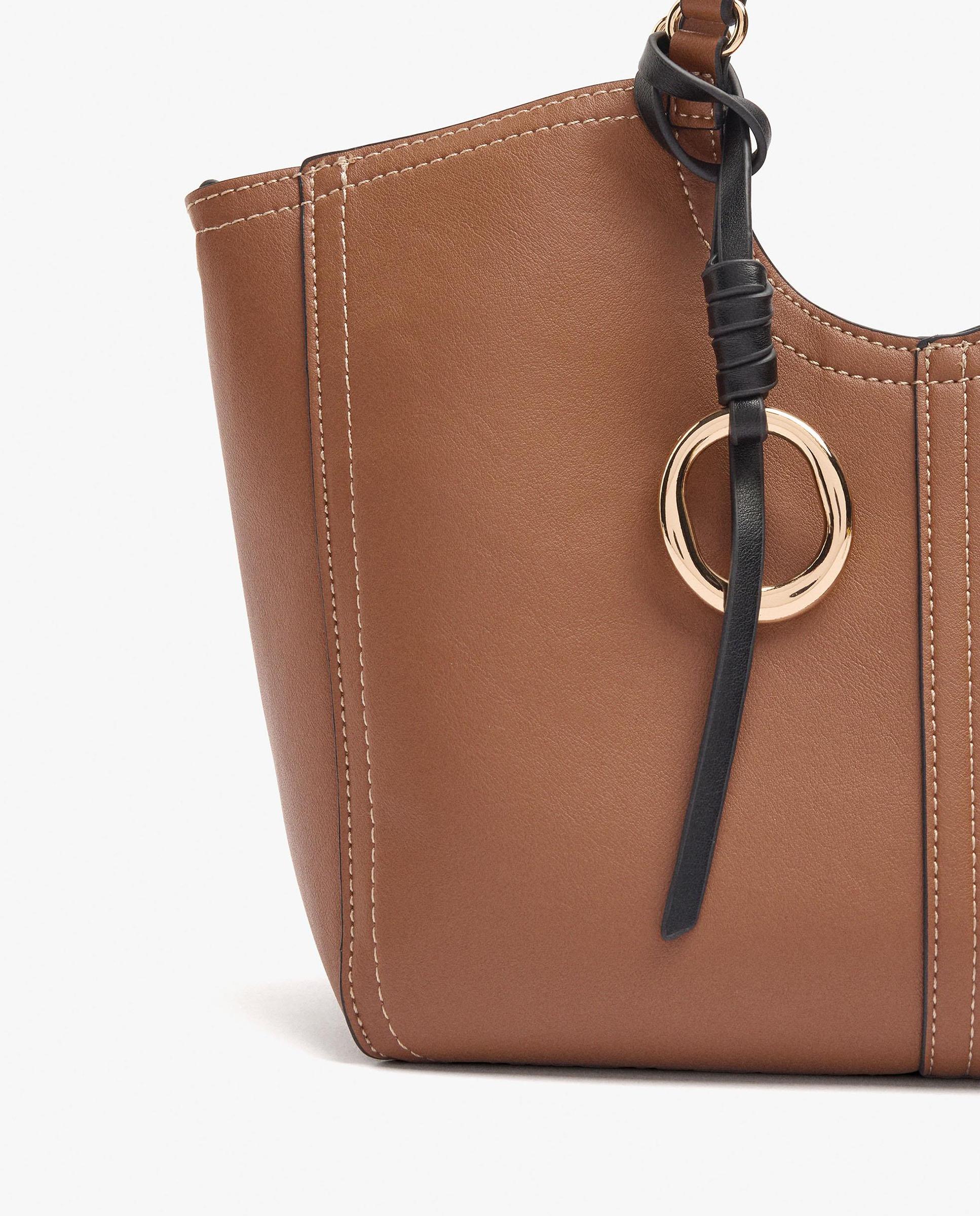 Bolso de mano estilo tote convertible a bandolera con cierre de cremallera en liso - Parfois - Camel Camel-3