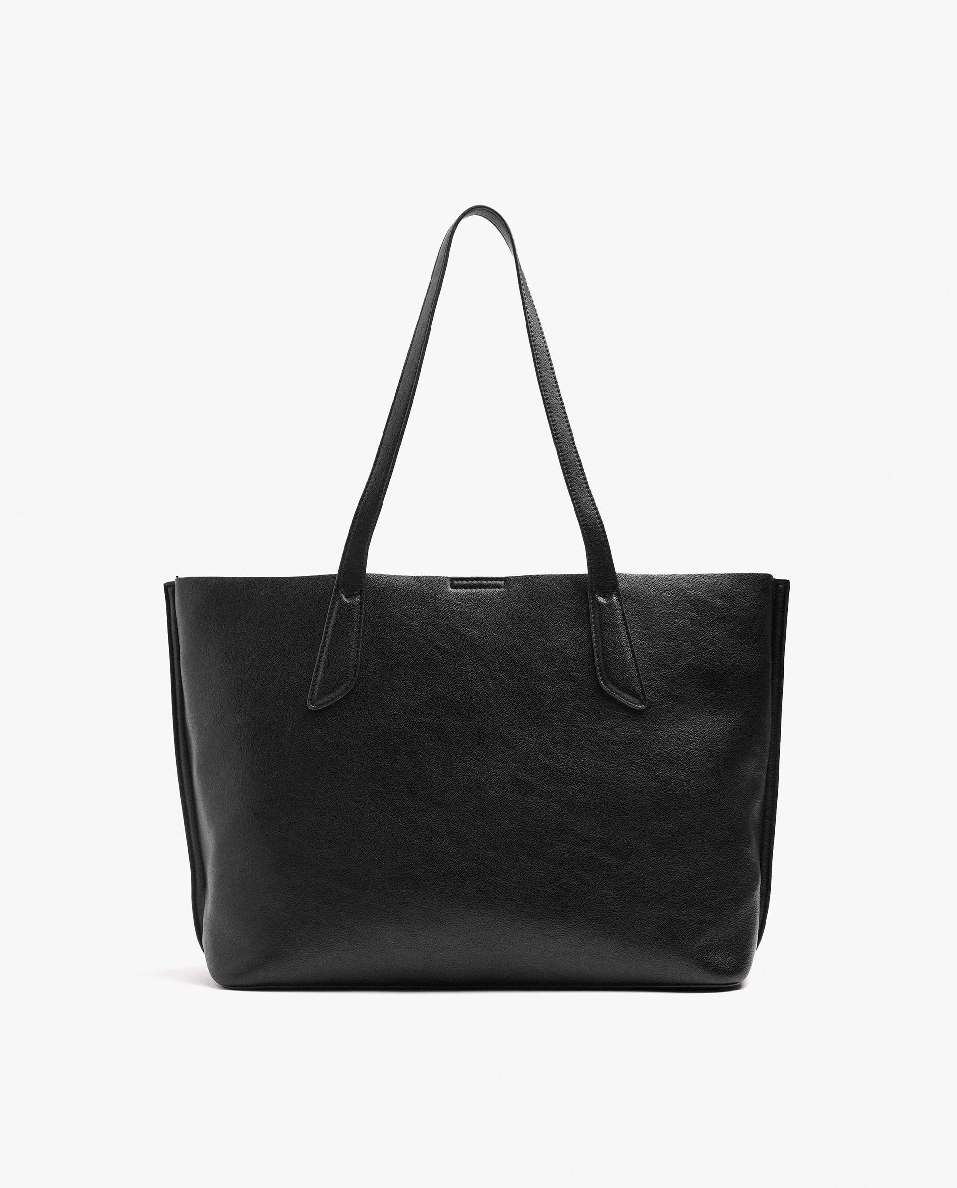 Shopper grande con cierre de cremallera en liso - Parfois - Negro Negro-1