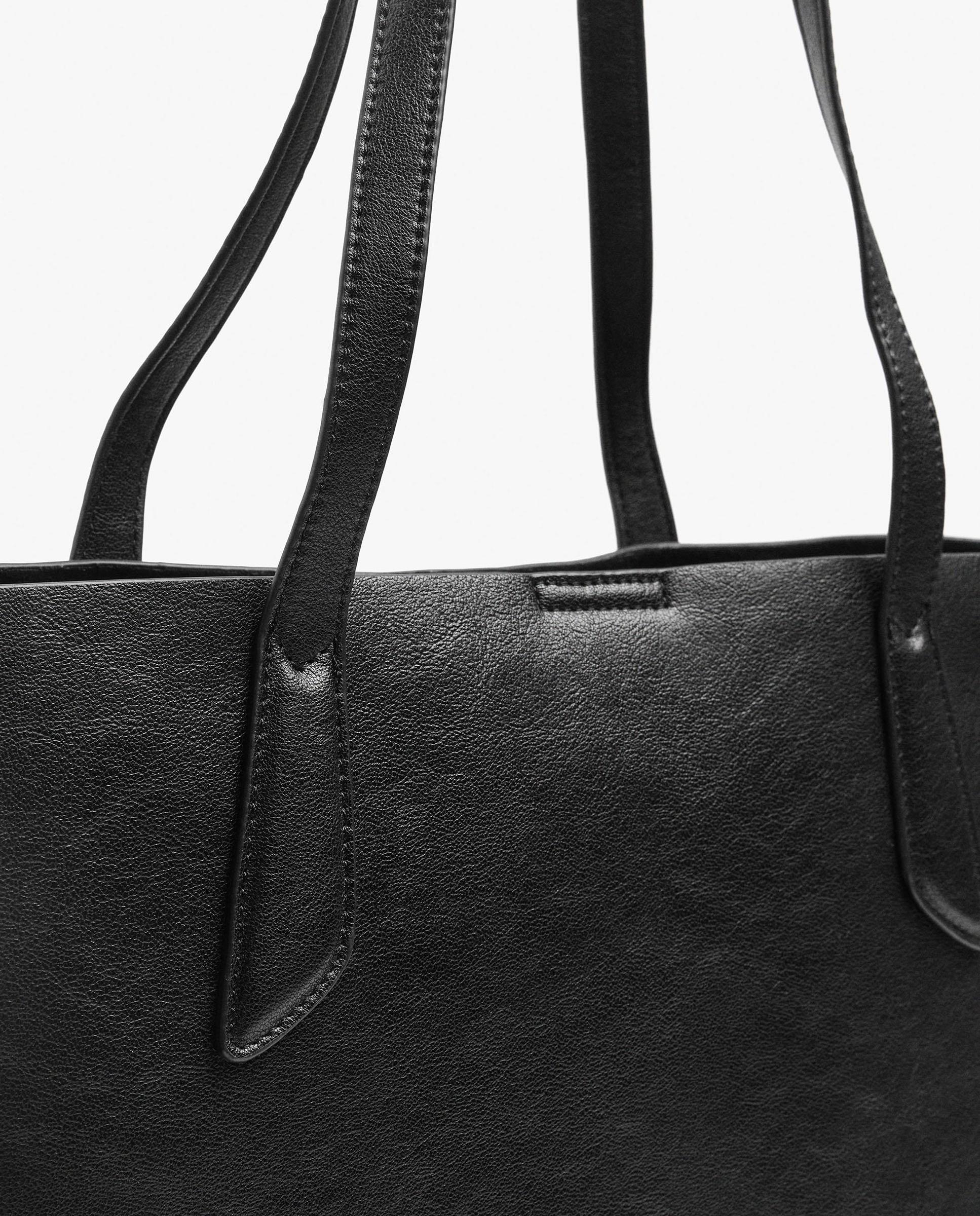Shopper grande con cierre de cremallera en liso - Parfois - Negro Negro-3