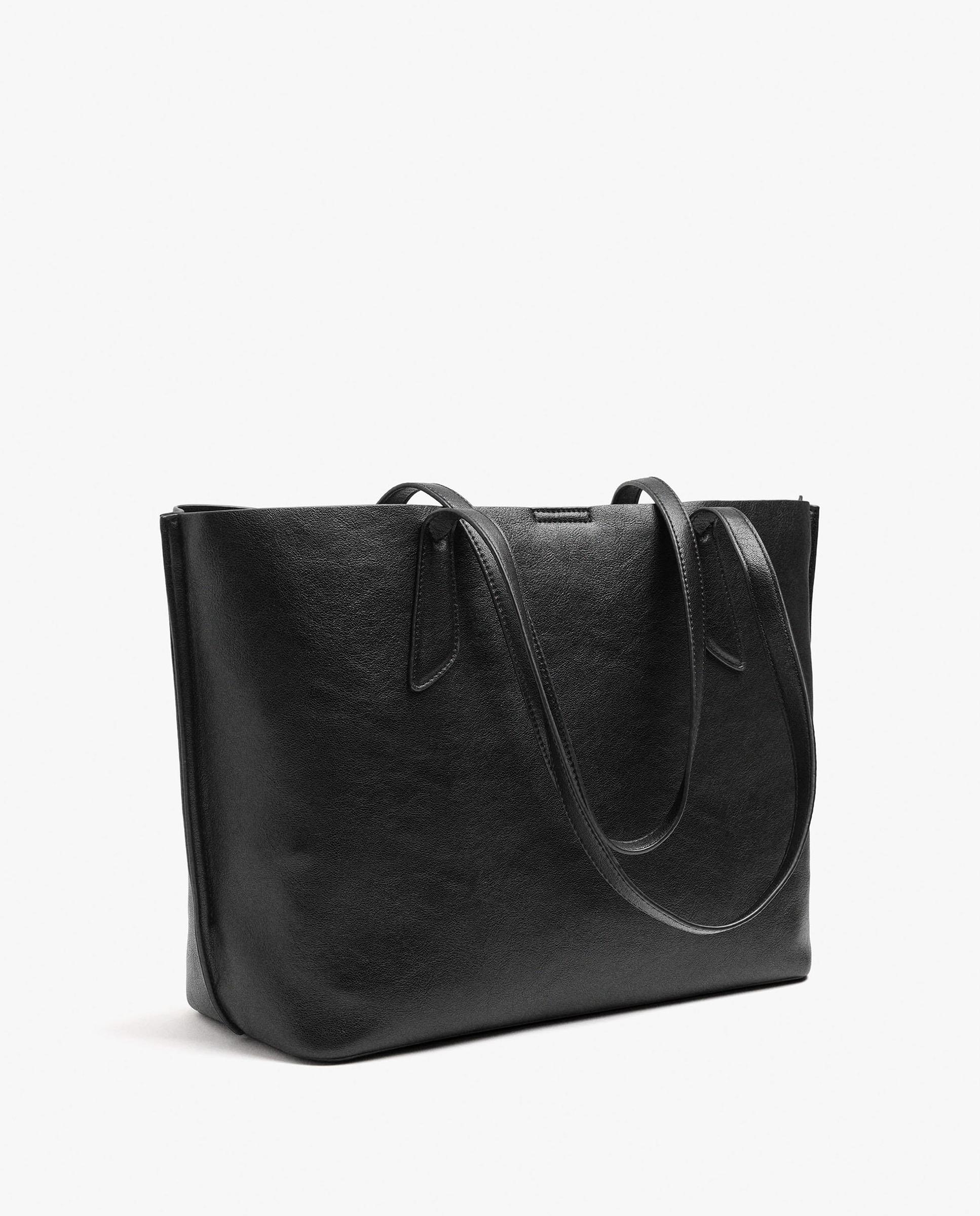 Shopper grande con cierre de cremallera en liso - Parfois - Negro Negro-4