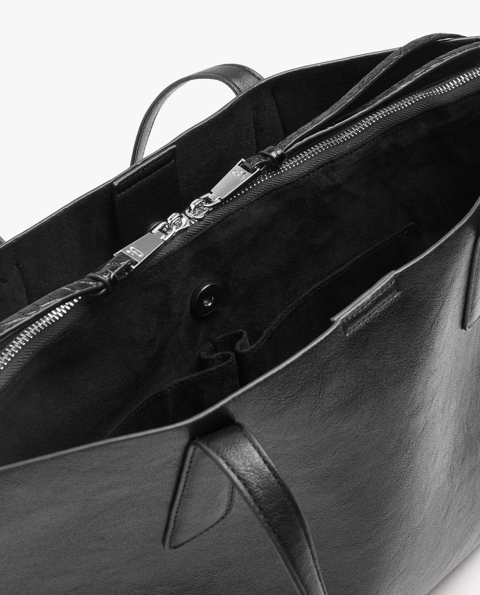 Shopper grande con cierre de cremallera en liso - Parfois - Negro Negro-5
