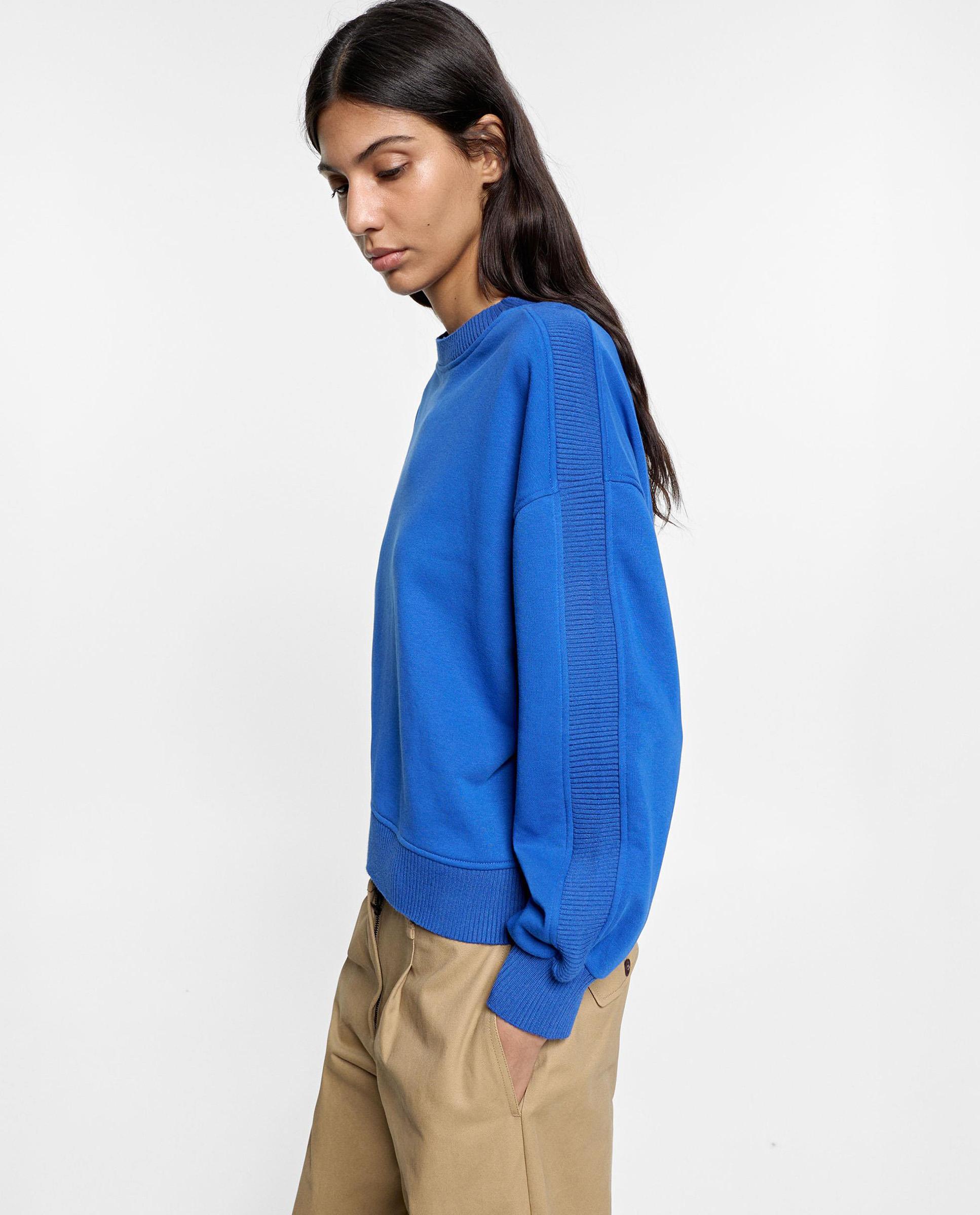 Sudadera de mujer con cuello redondo en liso - Parfois - Azul Azul-3