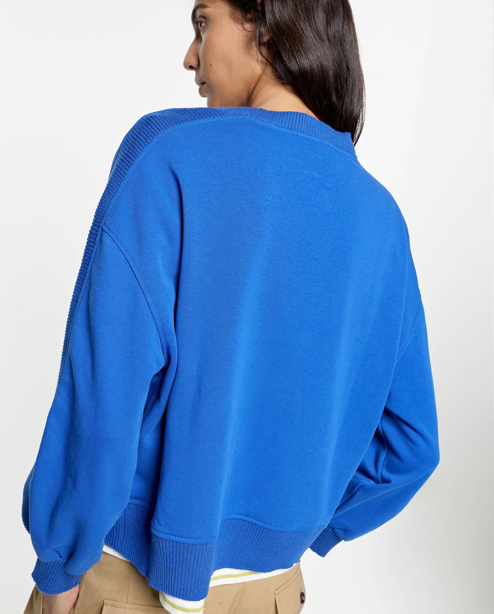 Sudadera de mujer con cuello redondo en liso - Parfois - Azul Azul-4