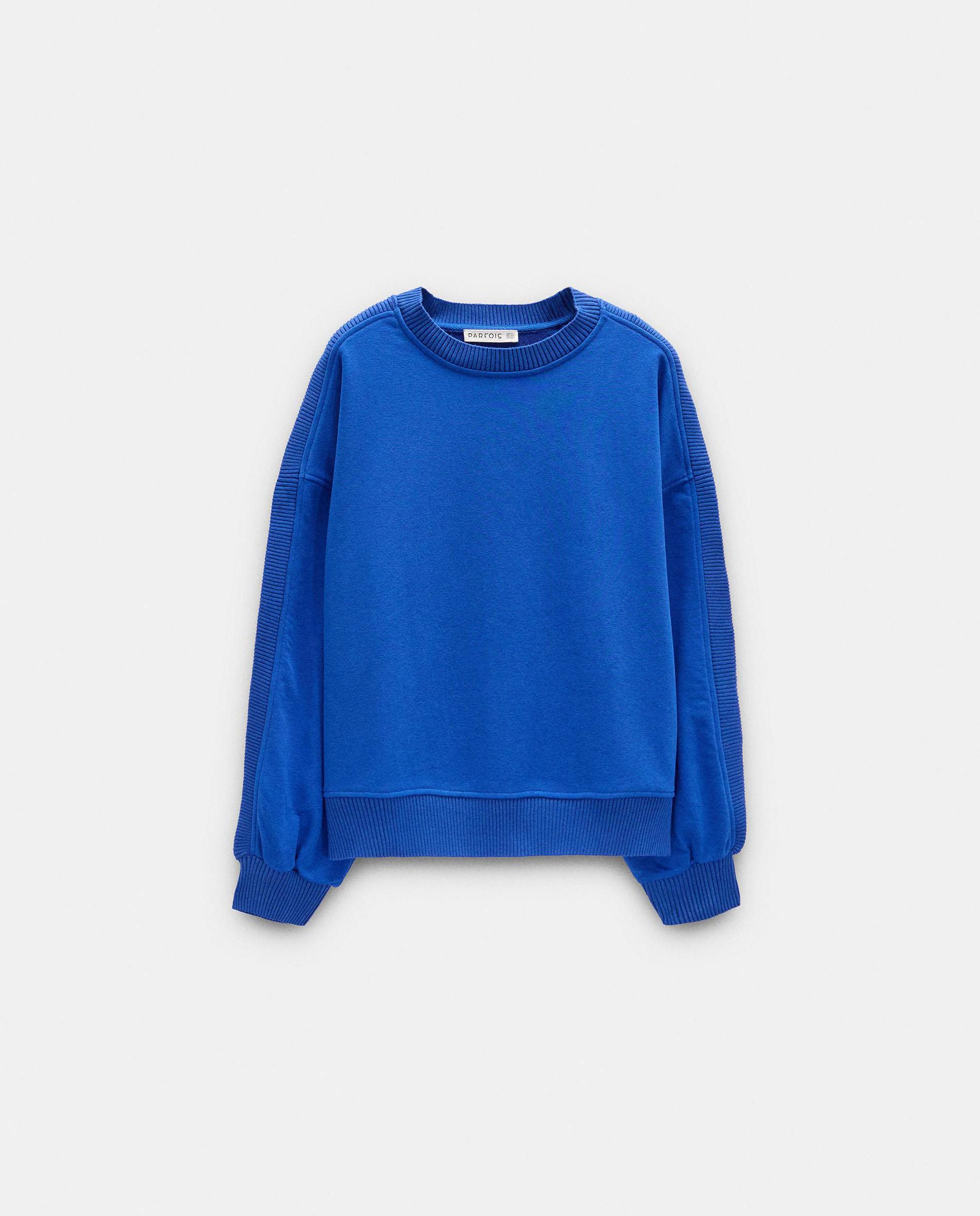 Sudadera de mujer con cuello redondo en liso - Parfois - Azul Azul-6