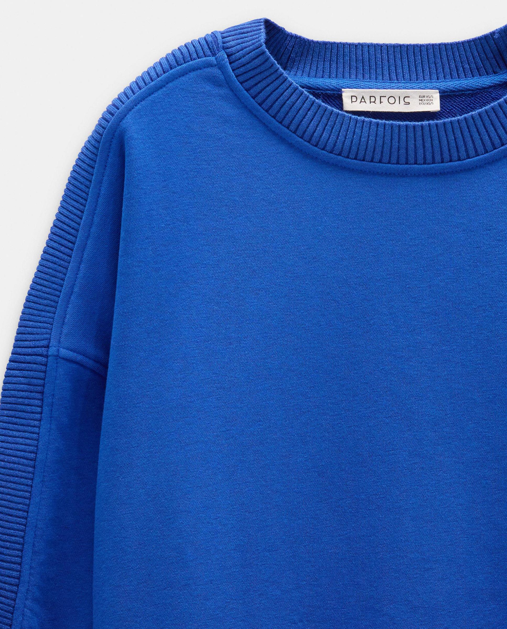 Sudadera de mujer con cuello redondo en liso - Parfois - Azul Azul-5