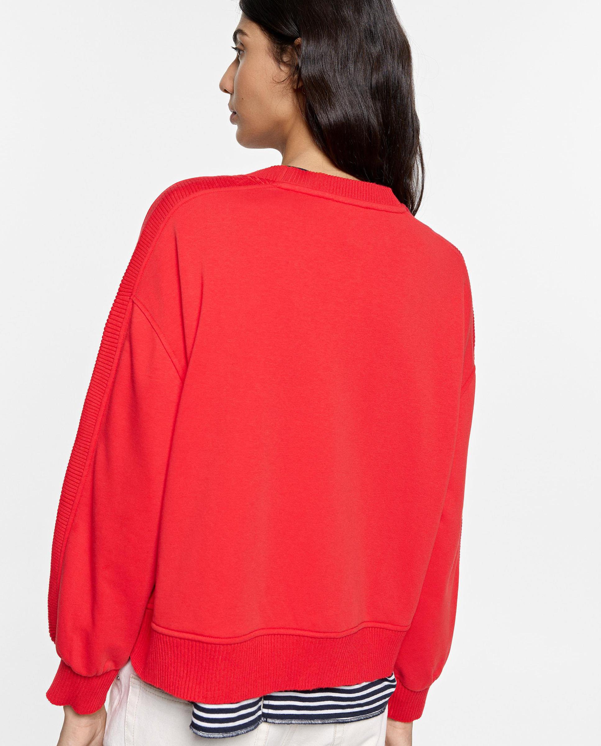 Sudadera de mujer con cuello redondo en liso - Parfois - Rojo Rojo-4