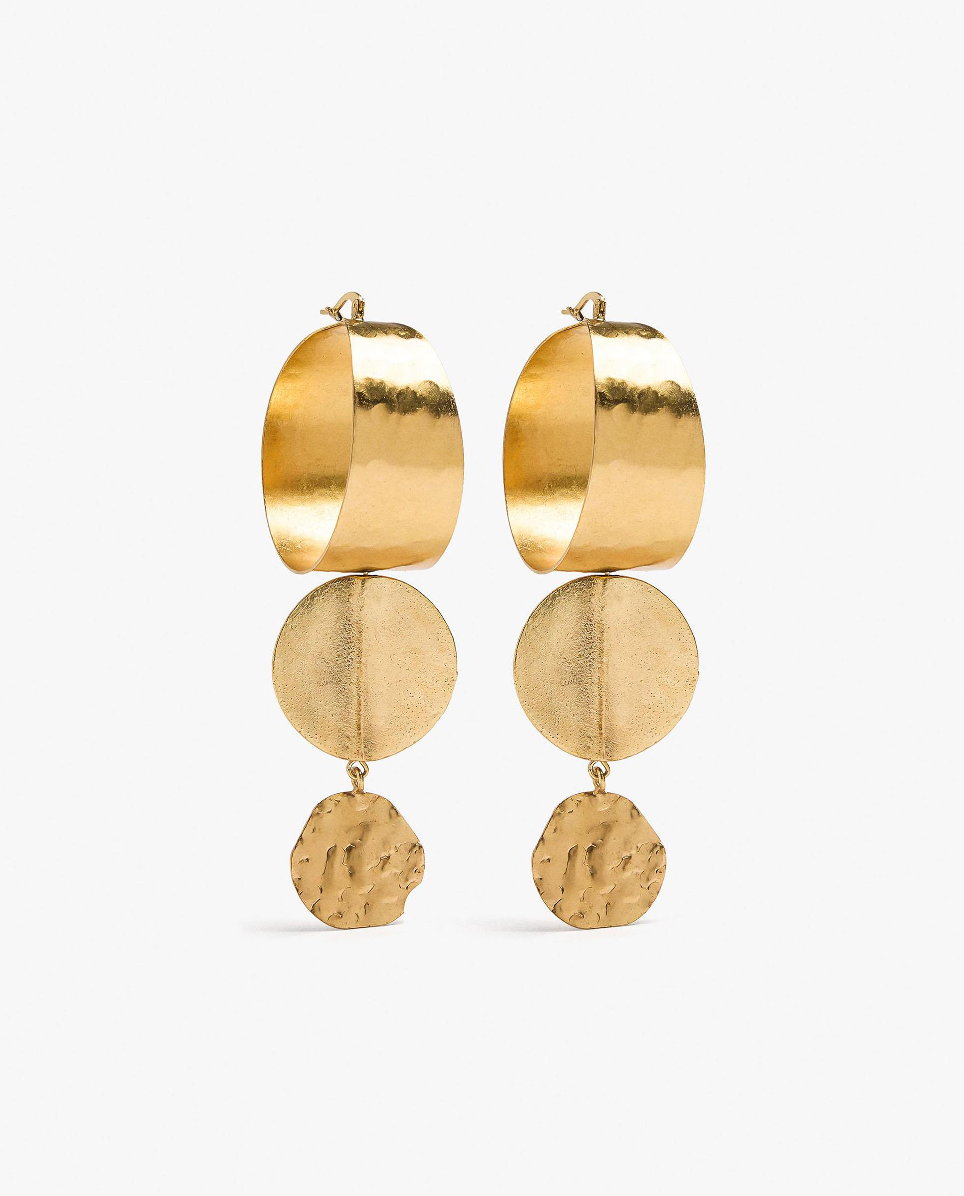 Pendientes texturizados con abalorios unidos - Parfois - Dorado Dorado-1