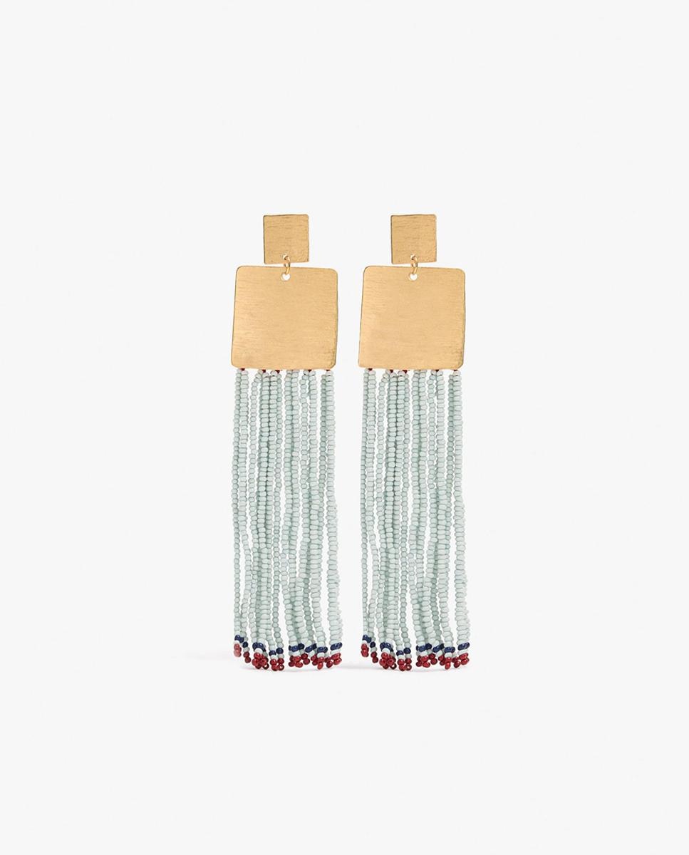 Pendientes con cuentas decorativas y flecos - Parfois - Azul Azul-1
