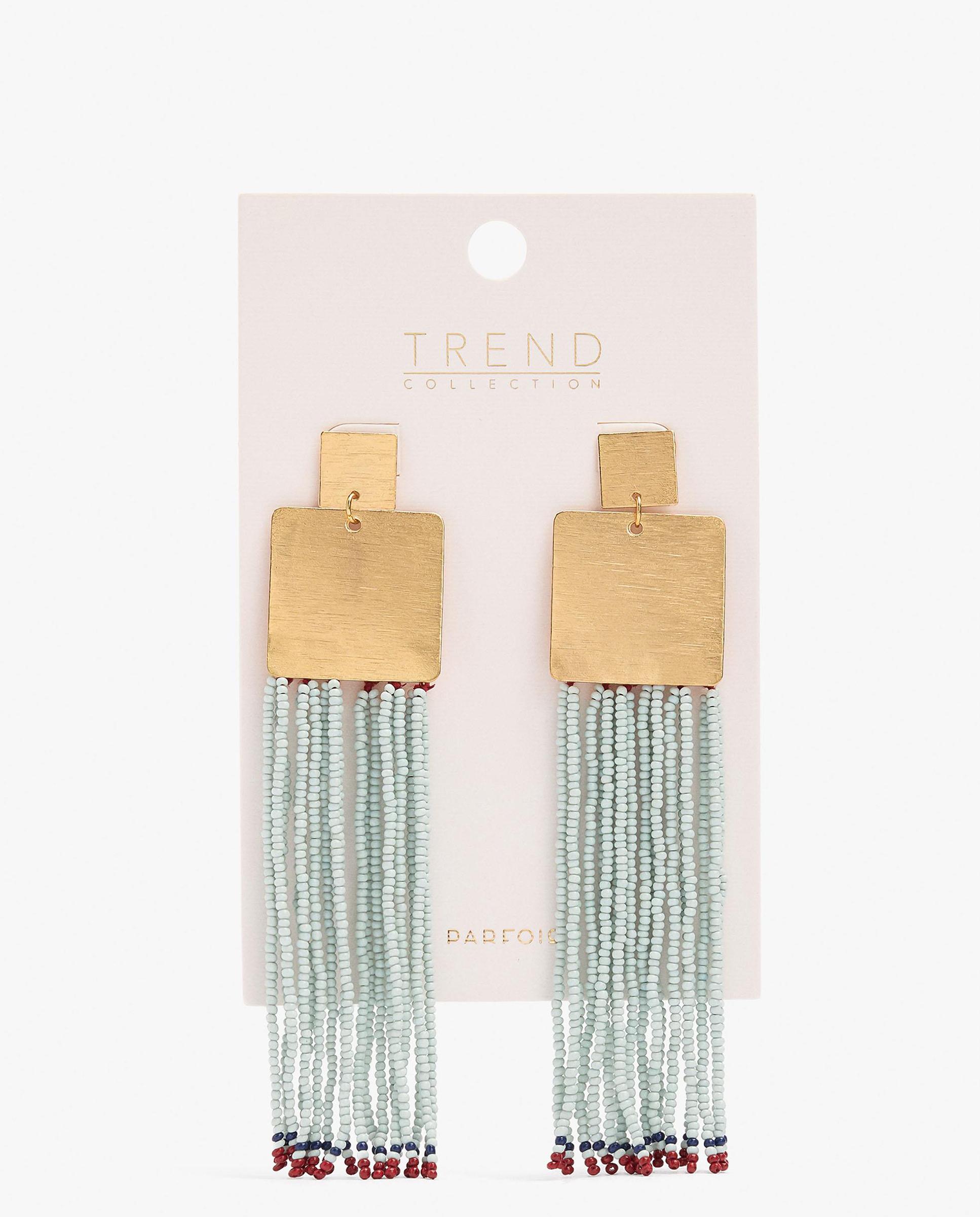 Pendientes con cuentas decorativas y flecos - Parfois - Azul Azul-4