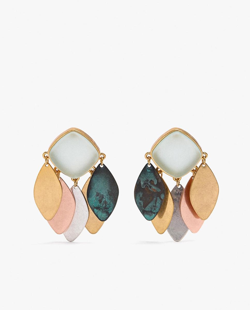 Pendientes con pétalos unidos y piedra central - Parfois - Multicolor Multicolor-1