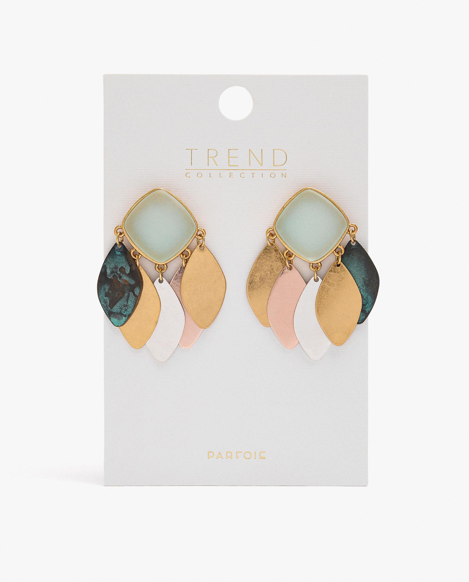 Pendientes con pétalos unidos y piedra central - Parfois - Multicolor Multicolor-4