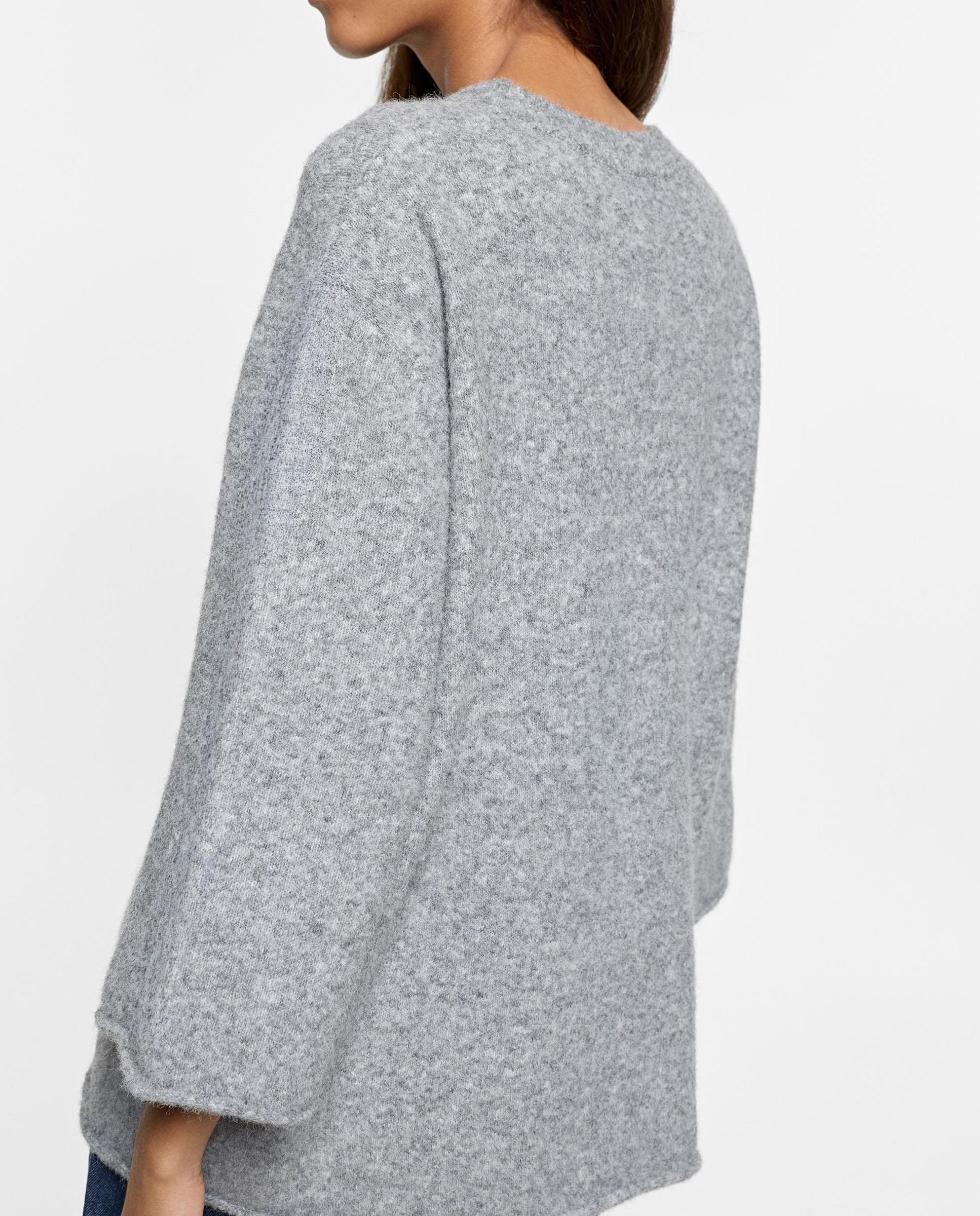 Jersey de mujer de manga francesa con abalorio decorativo fruncido - Parfois - Gris Gris-3