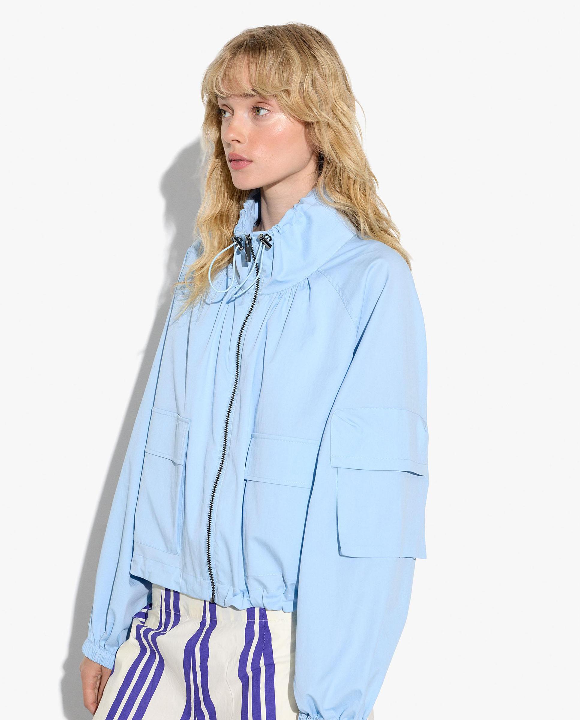 Chaqueta de mujer con capucha y puños elásticos en liso - Parfois - Azul Azul-3
