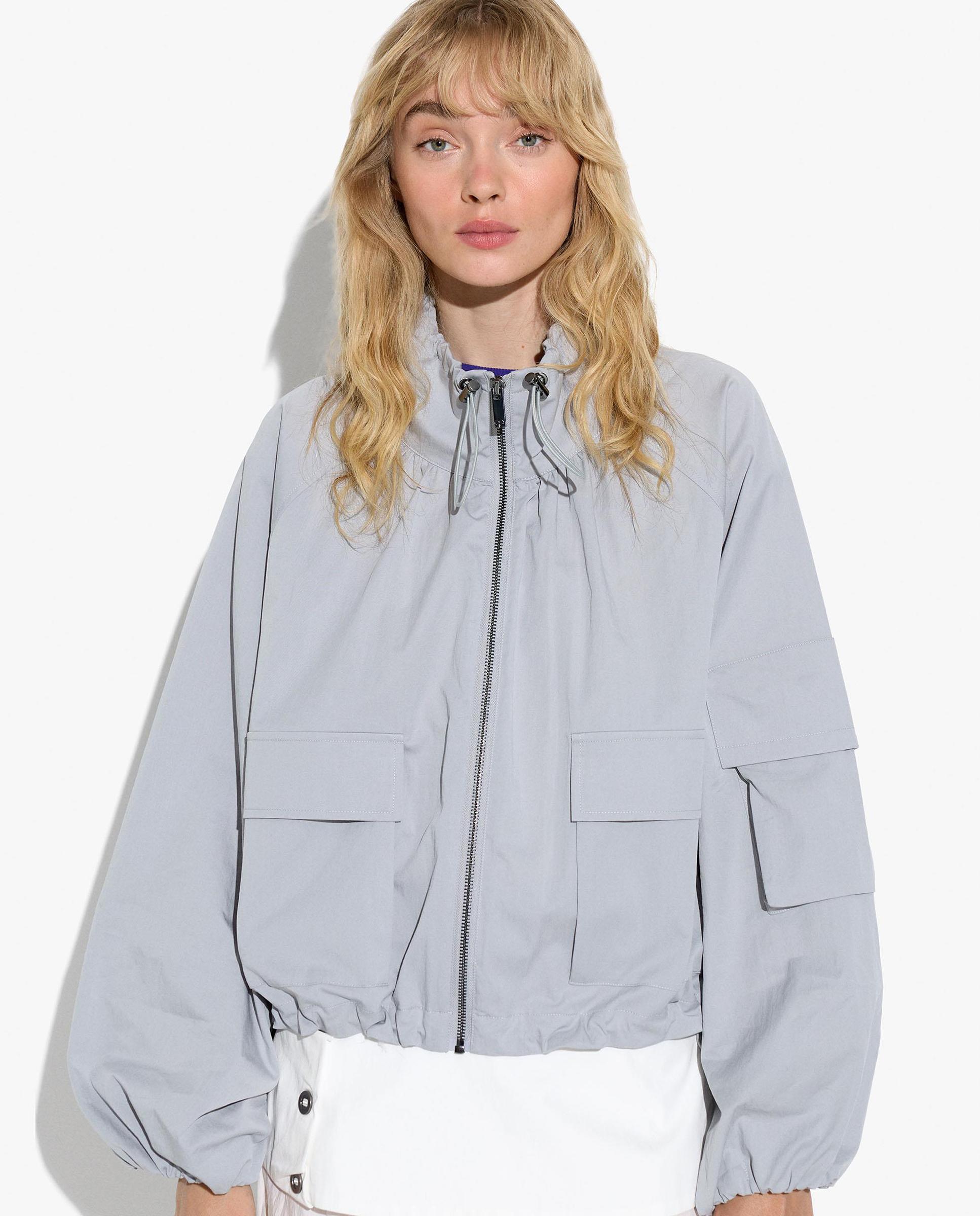 Chaqueta de mujer con capucha y puños elásticos en liso - Parfois - Gris claro Gris claro-5
