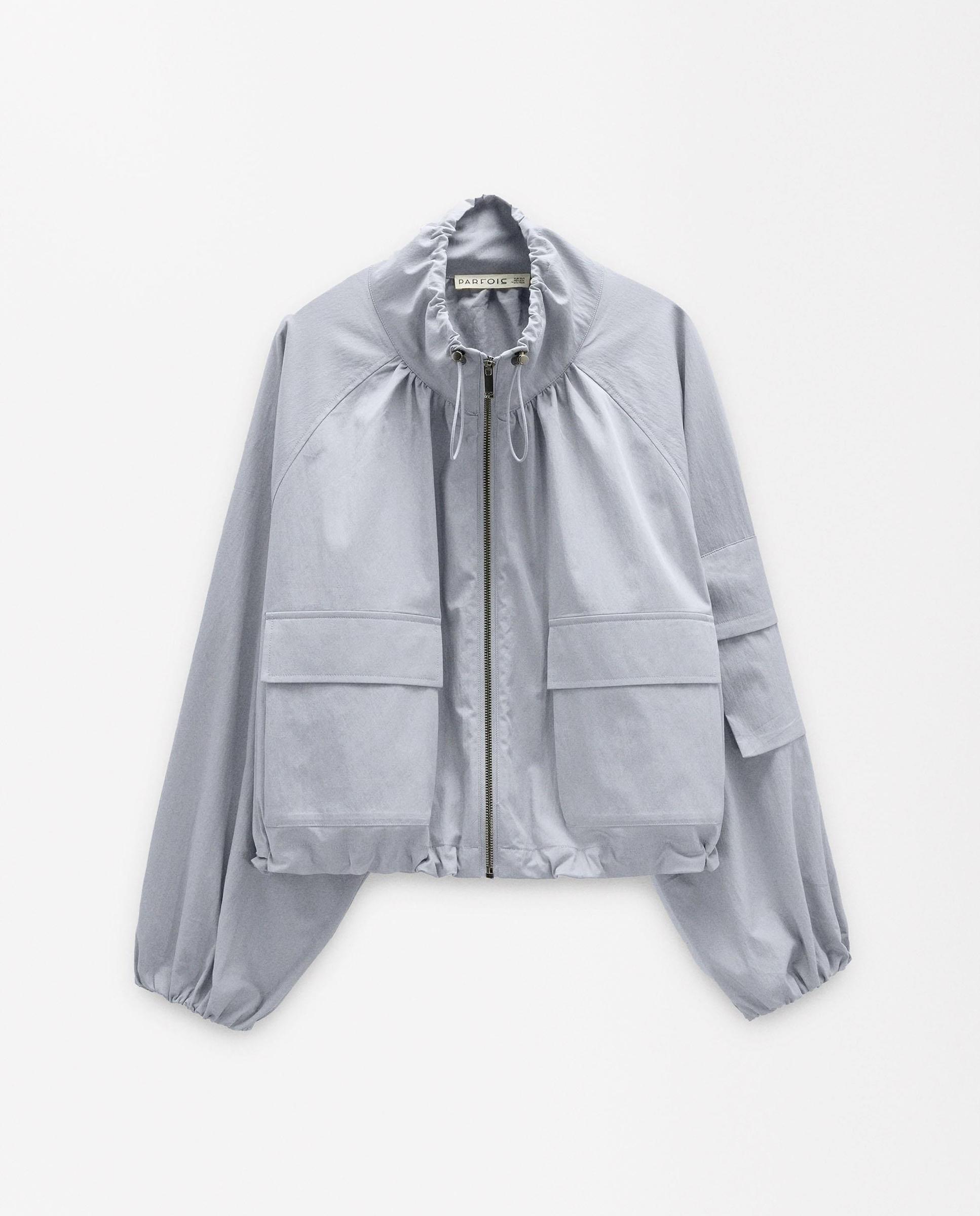Chaqueta de mujer con capucha y puños elásticos en liso - Parfois - Gris claro Gris claro-7