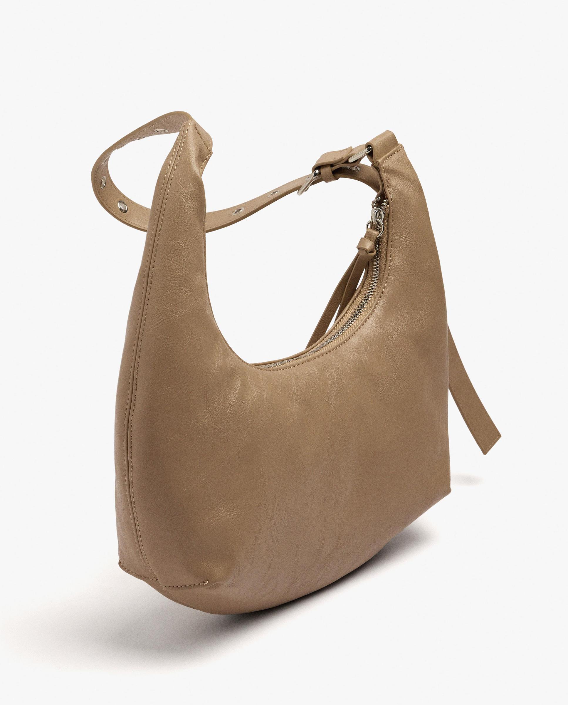 Bolso de hombro con cierre de cremallera y tachuelas decorativas en liso - Parfois - Topo Topo-2