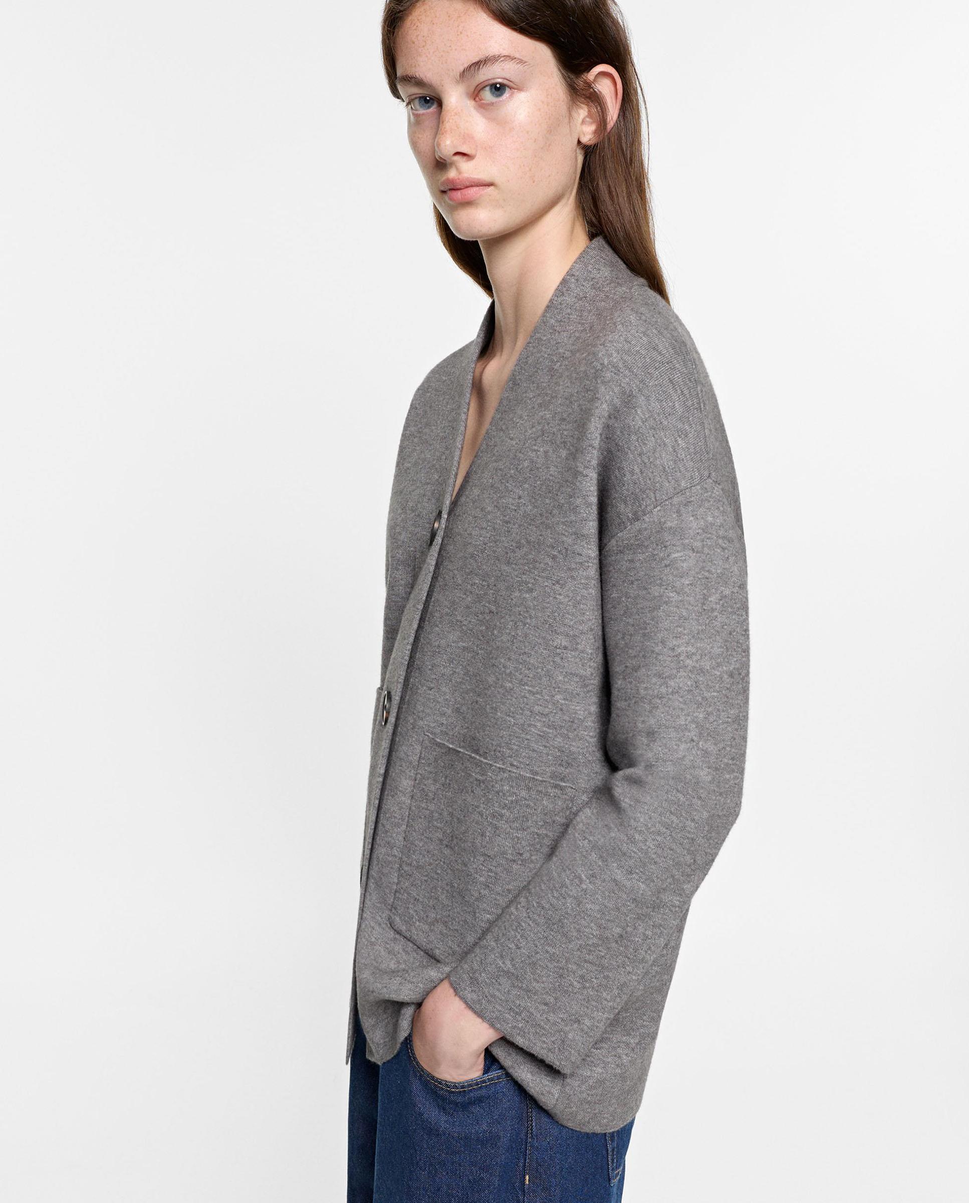 Cárdigan de mujer de punto con botones - Parfois - Gris Gris-3