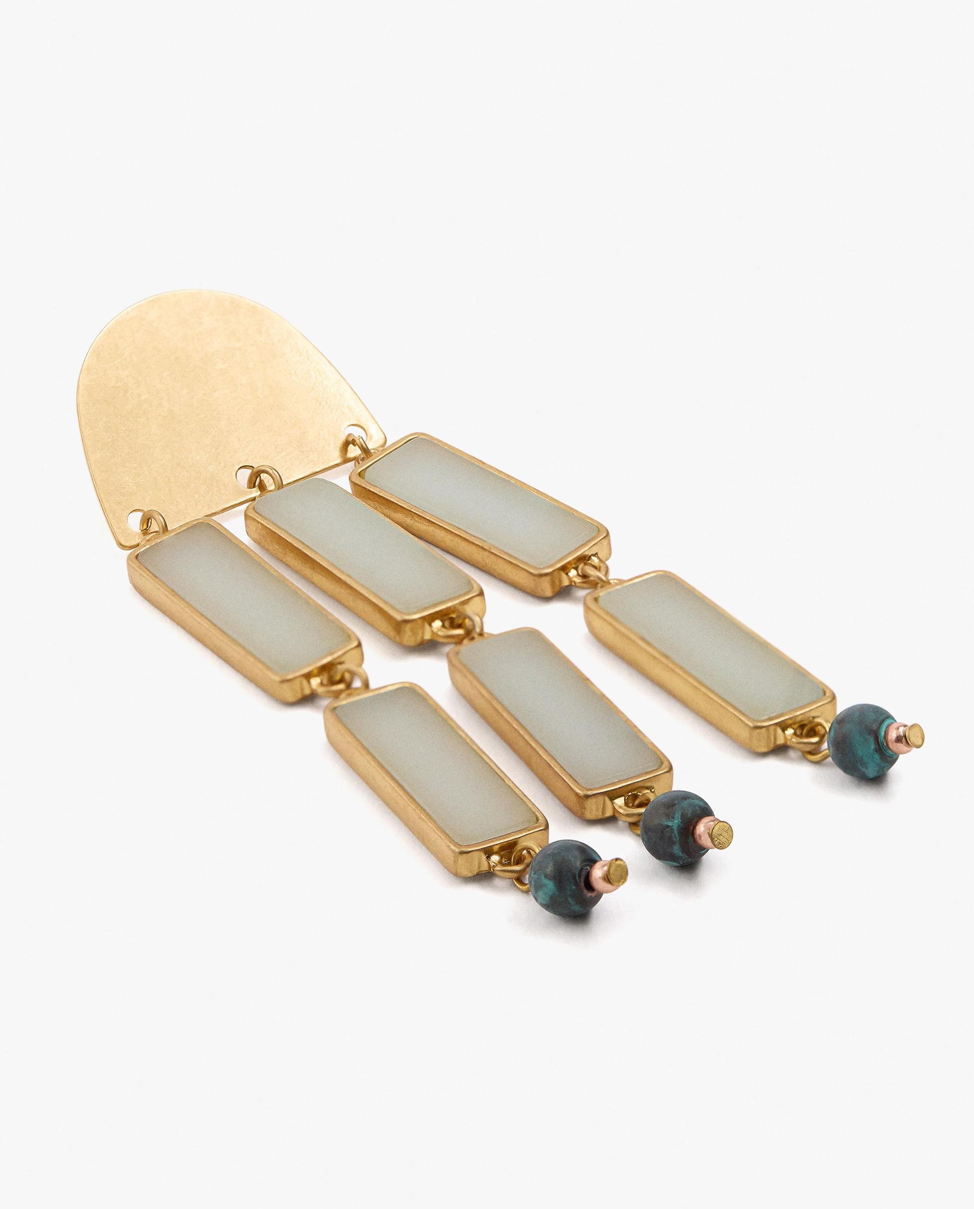 Imagen 3 de Pendientes asimétricos con piedras unidas y abalorios colgantes - Parfois - Azul Azul
