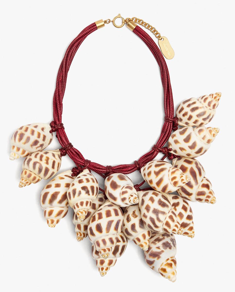 Imagen 0 de Collar de cordón doble con caracolas decorativas Burdeos