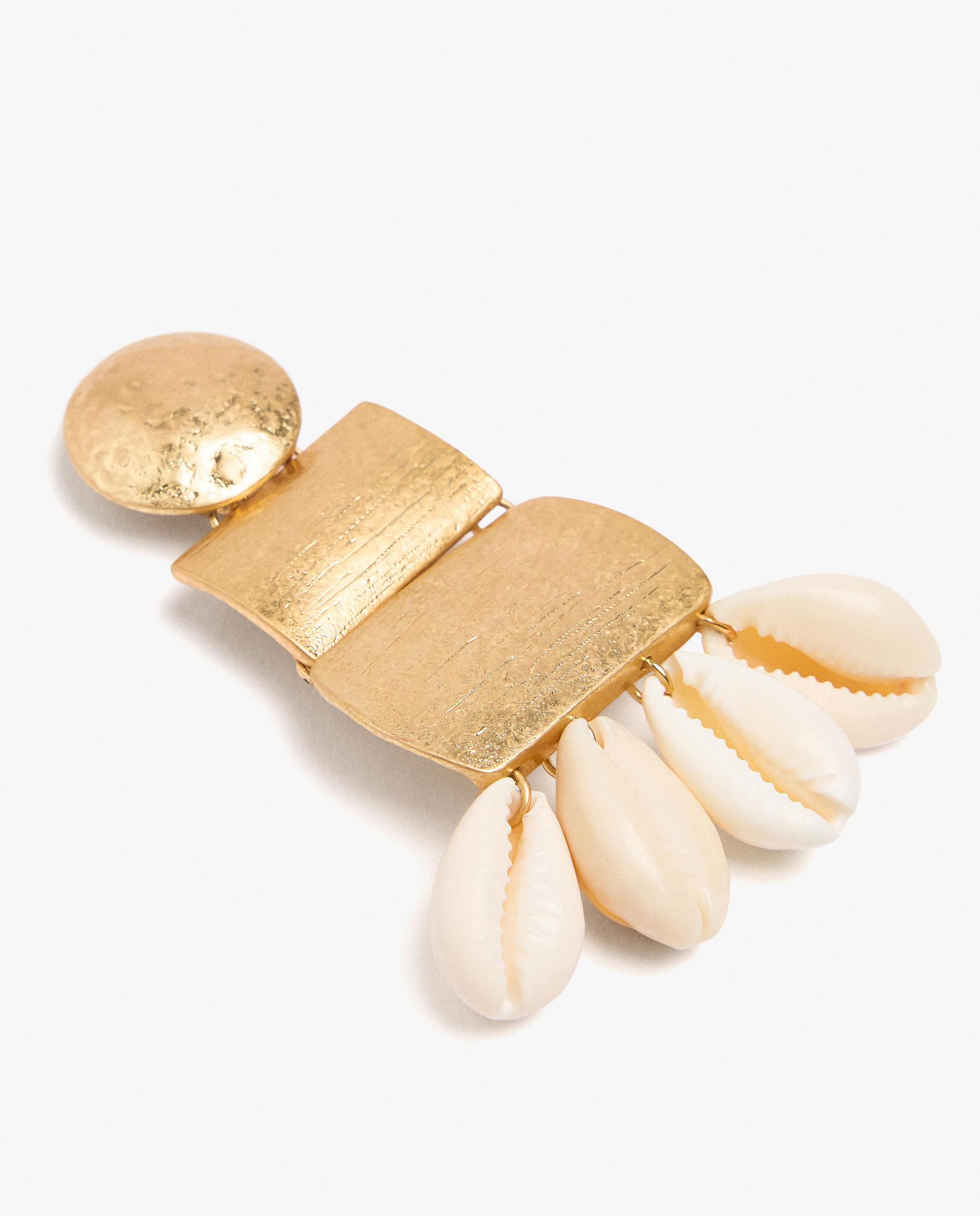 Pendientes geométricos con conchas decorativas colgantes - Parfois - Dorado Dorado-2