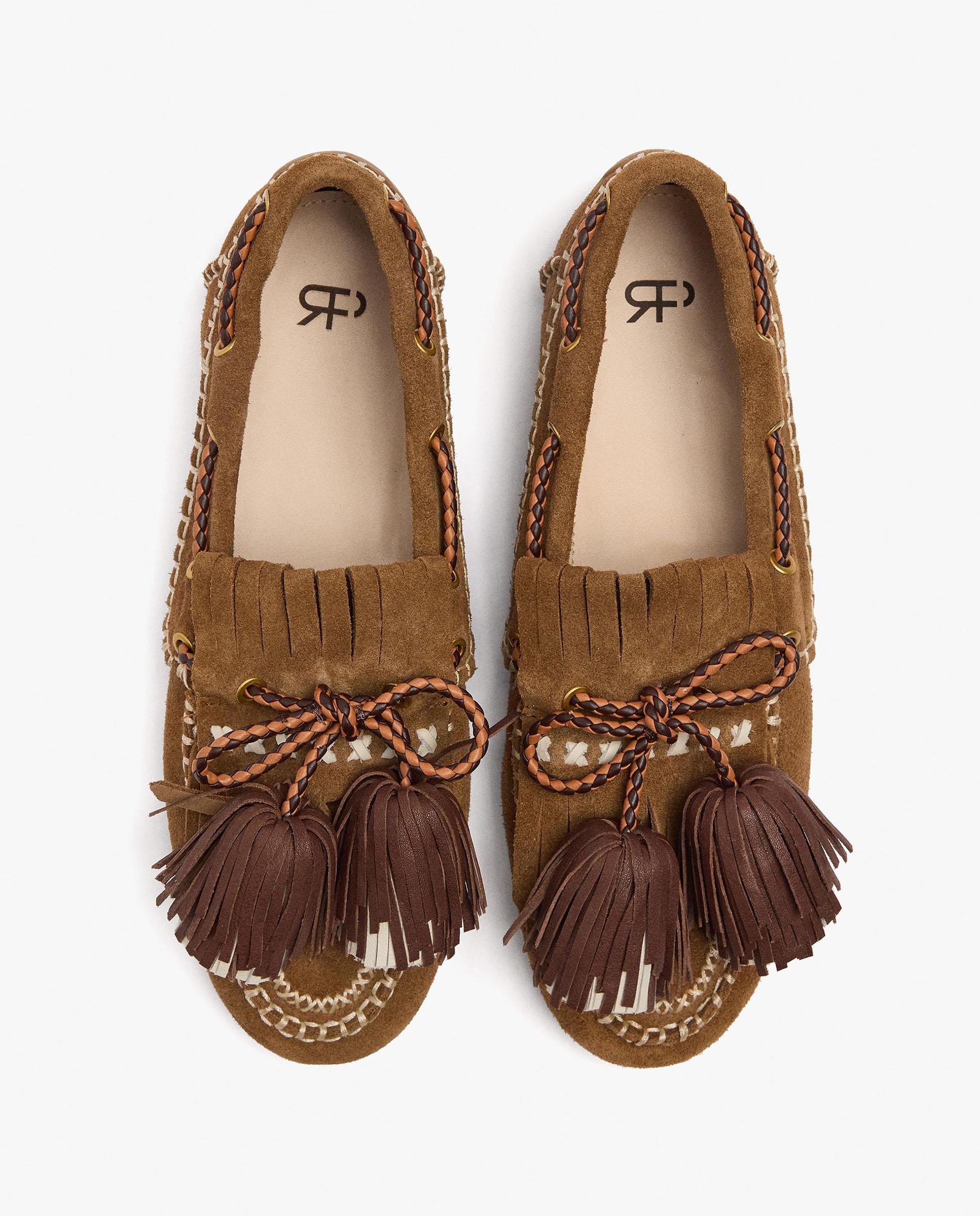 Mocasines planos de mujer 100% piel con borla decorativa - Parfois - Marrón claro Marrón claro-3