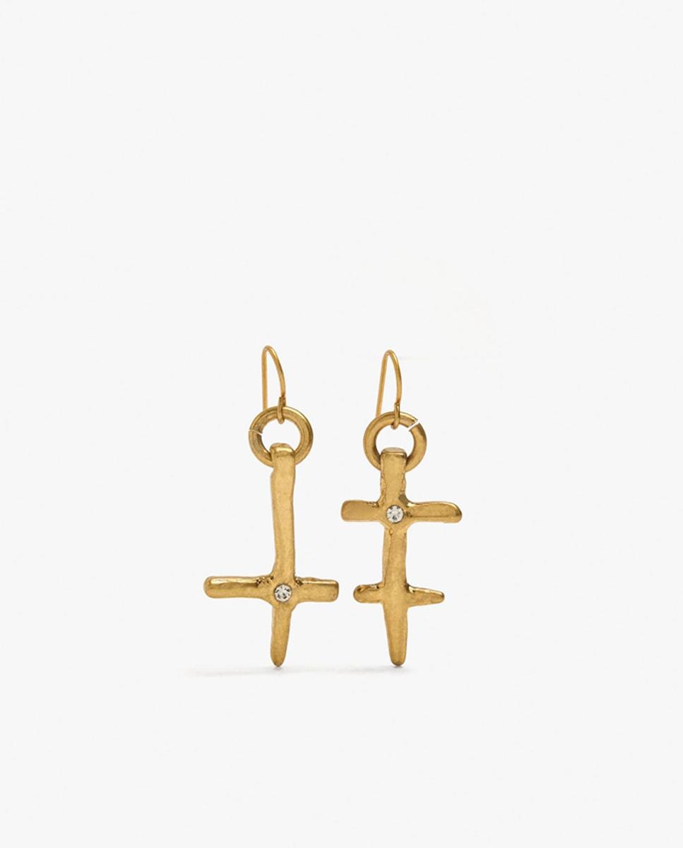 Pendientes asimétricos con forma de cruz y circonitas - Parfois - Blanco Blanco-1