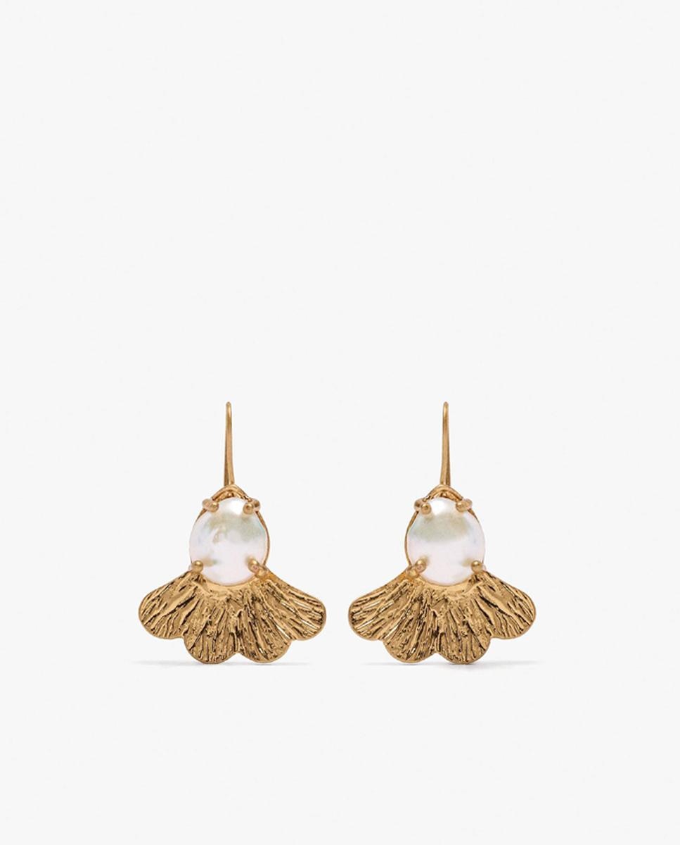 Pendientes con forma de media flor y perla decorativa - Parfois - Blanco Blanco-1