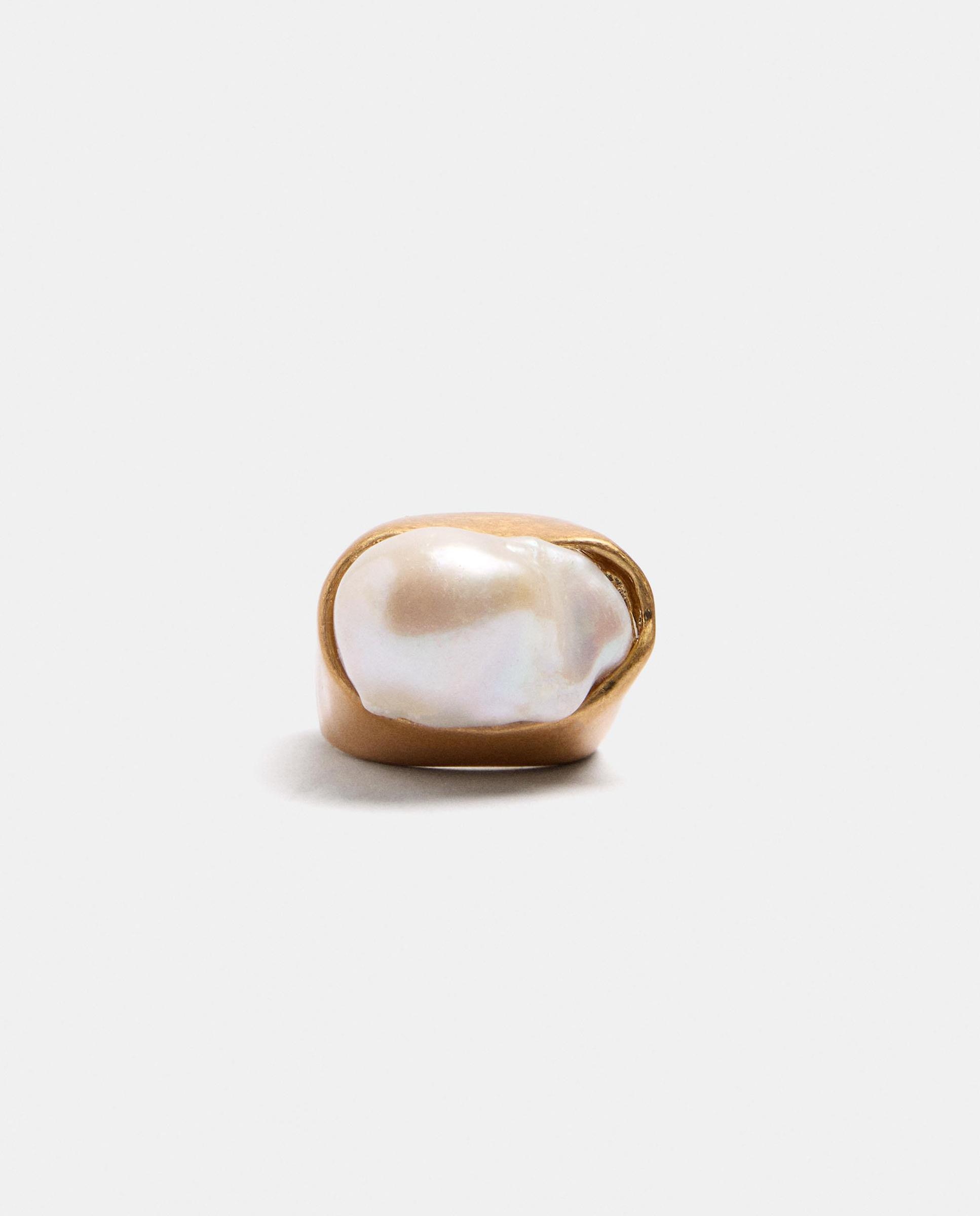 Anillo con perla decorativa en liso - Parfois - Blanco Blanco-2
