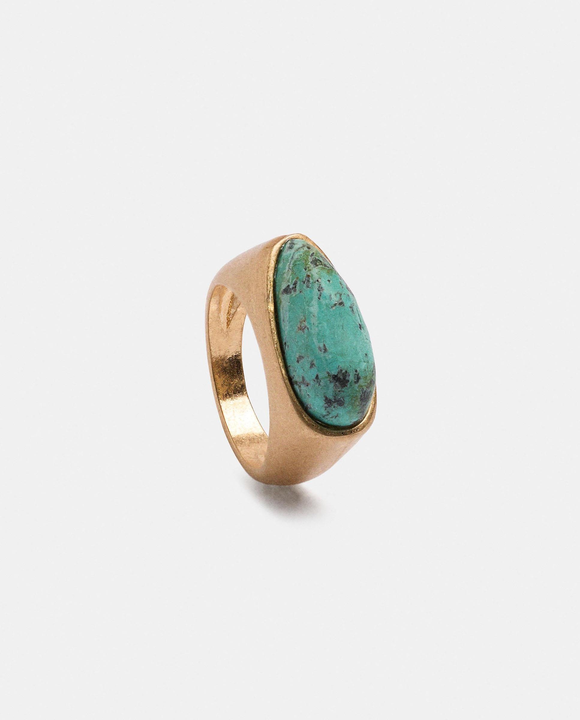 Anillo con piedra natural ovalado - Parfois - Azul Azul-1