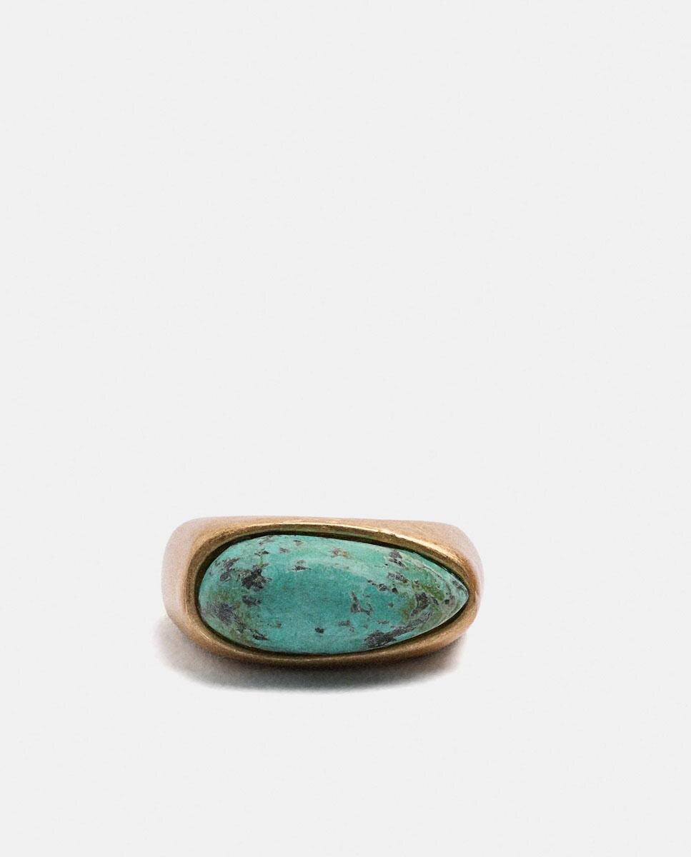 Anillo con piedra natural ovalado - Parfois - Azul Azul-2