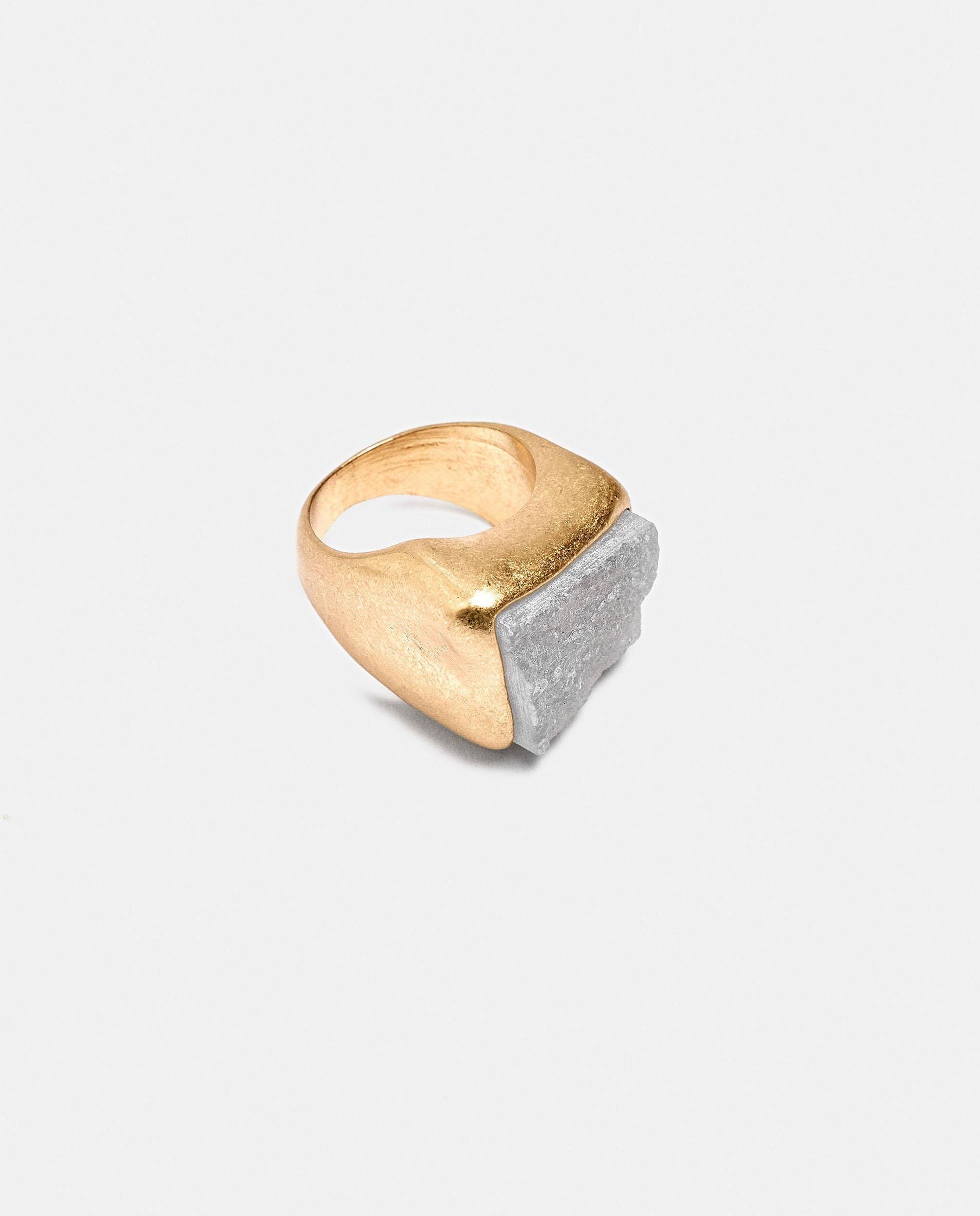 Anillo con piedra brillante liso - Parfois - Blanco Blanco-3