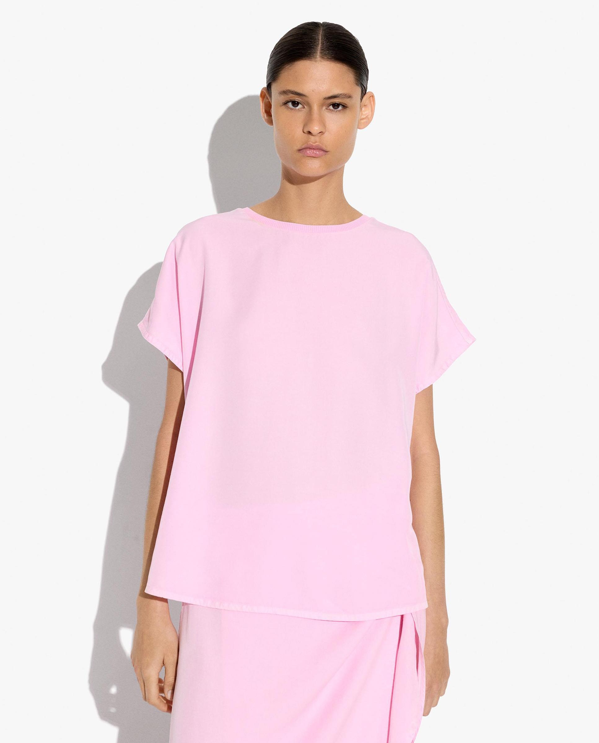 Parfois - Camiseta de mujer 100% liocel de manga corta lisa.