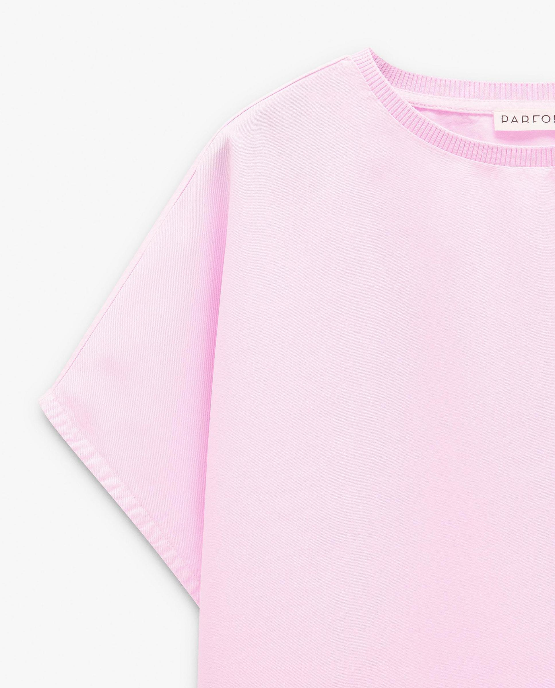 Camiseta de mujer 100% liocel de manga corta lisa - Parfois - Rosa Rosa-8