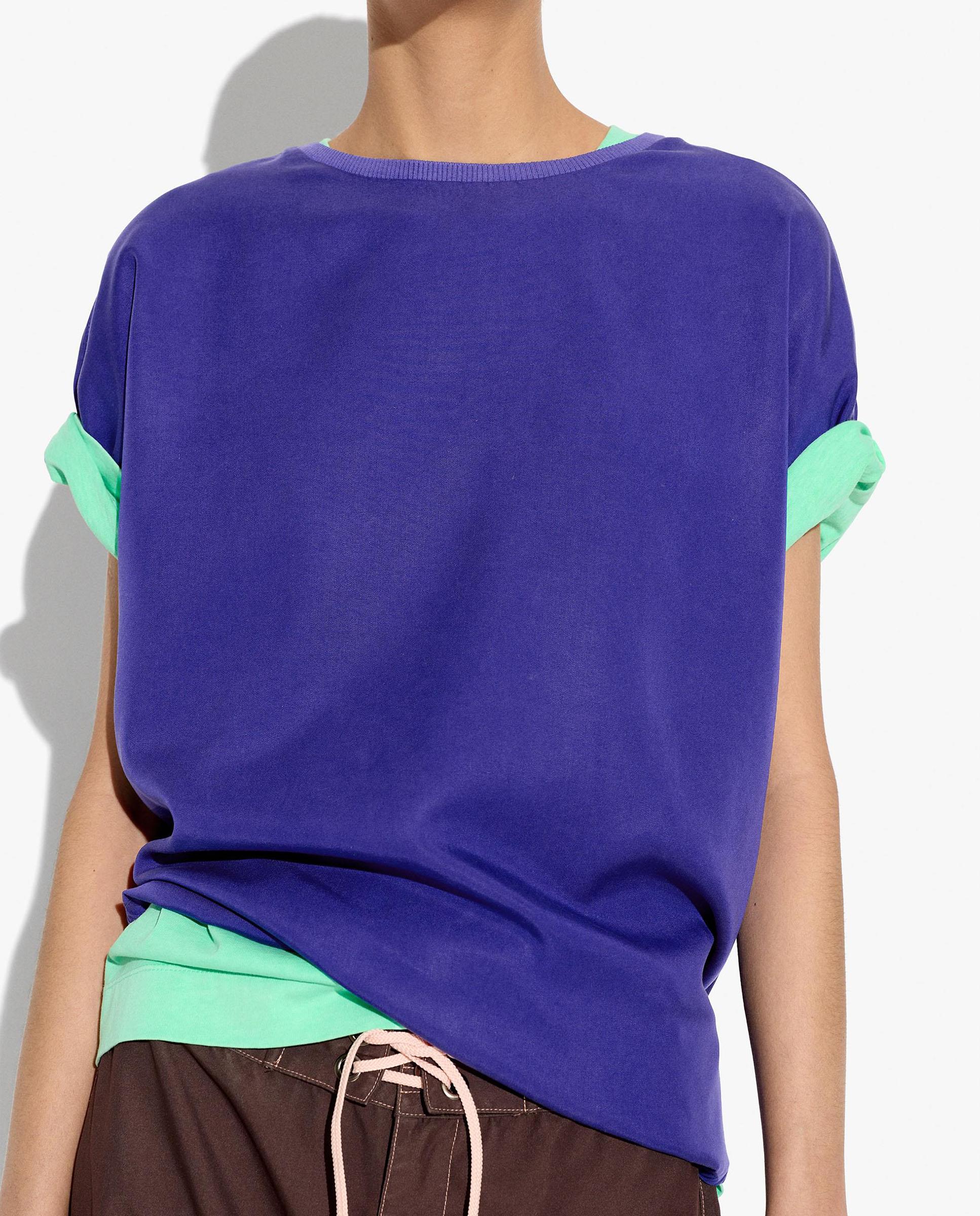 Camiseta de mujer 100% liocel de manga corta lisa - Parfois - Morado Morado-2