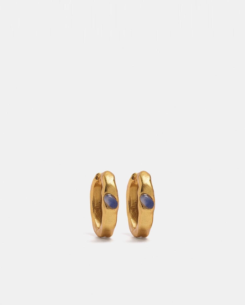 Pendientes de aro de plata de ley con piedras decorativas - Parfois - Azul Azul-1
