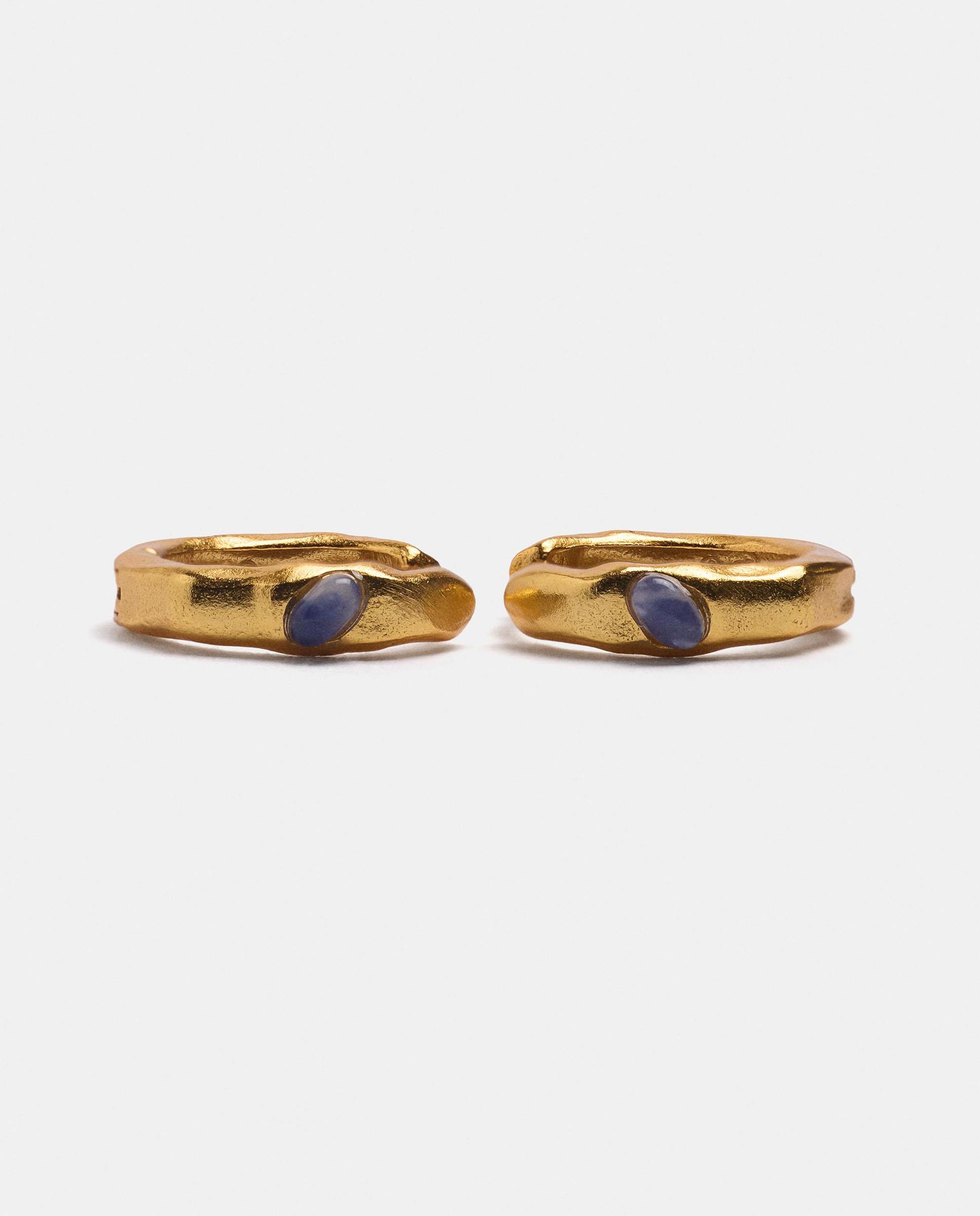 Pendientes de aro de plata de ley con piedras decorativas - Parfois - Azul Azul-2