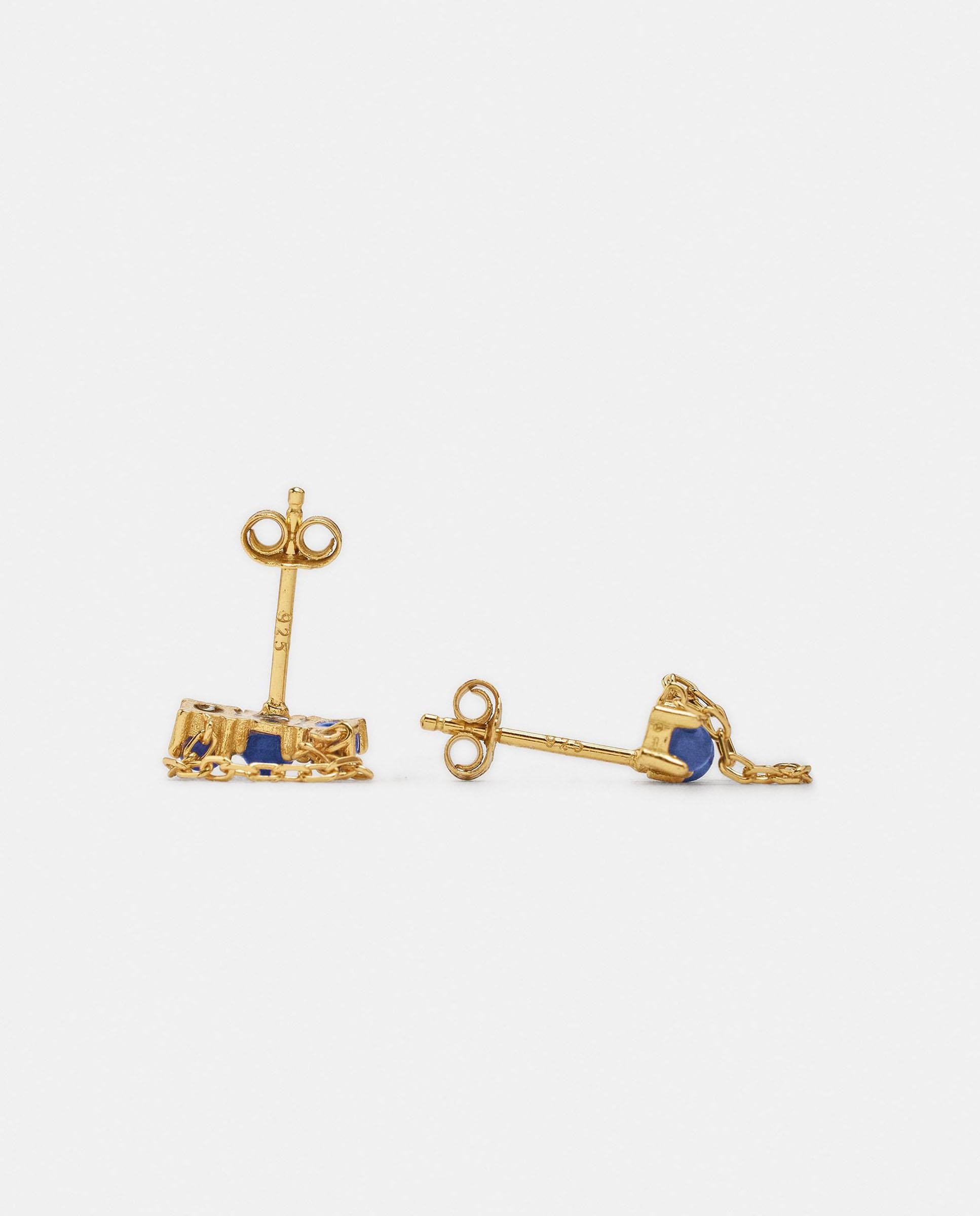 Imagen 3 de Pendientes de plata de ley bañado en oro de 18 k con circonitas y cadena decorativa - Parfois - Azul Azul