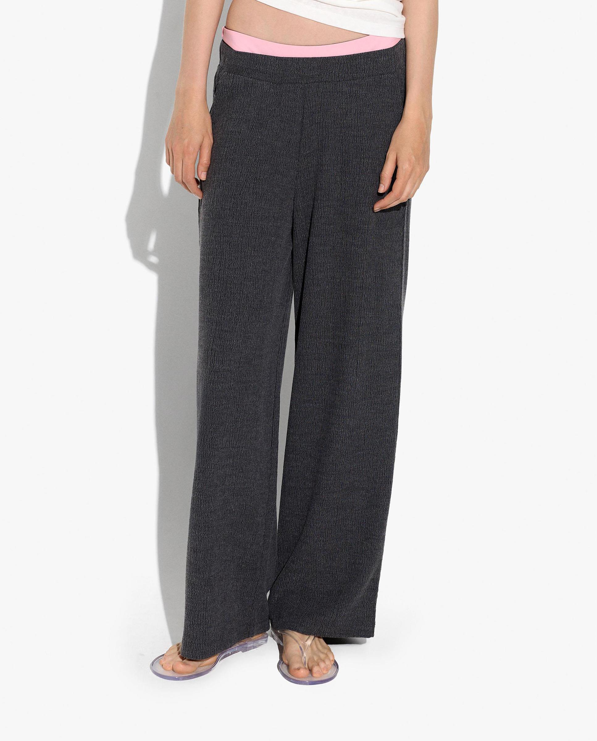 Pantalones rectos de mujer con cintura elástica en liso - Parfois - Gris Gris-2