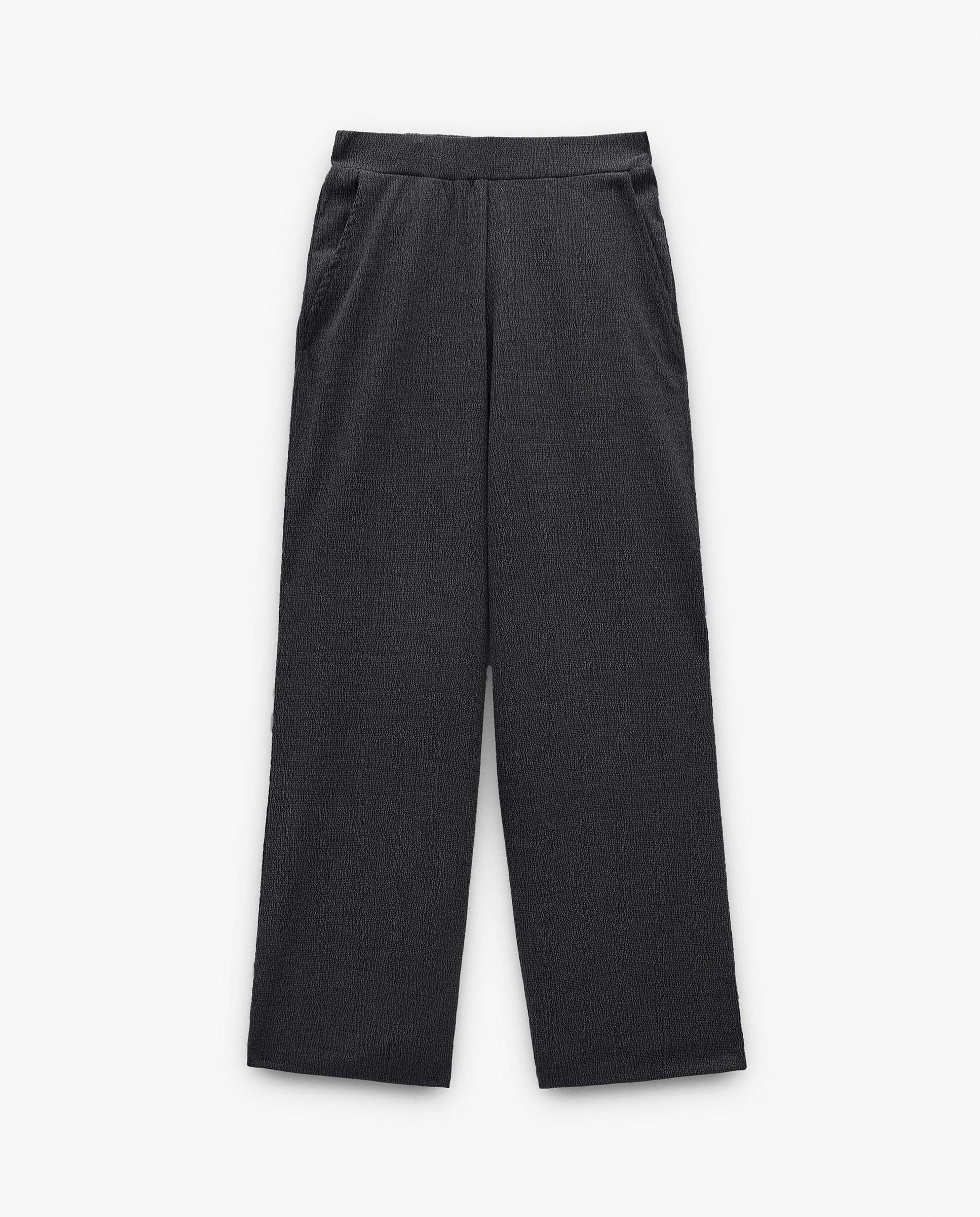 Pantalones rectos de mujer con cintura elástica en liso - Parfois - Gris Gris-7