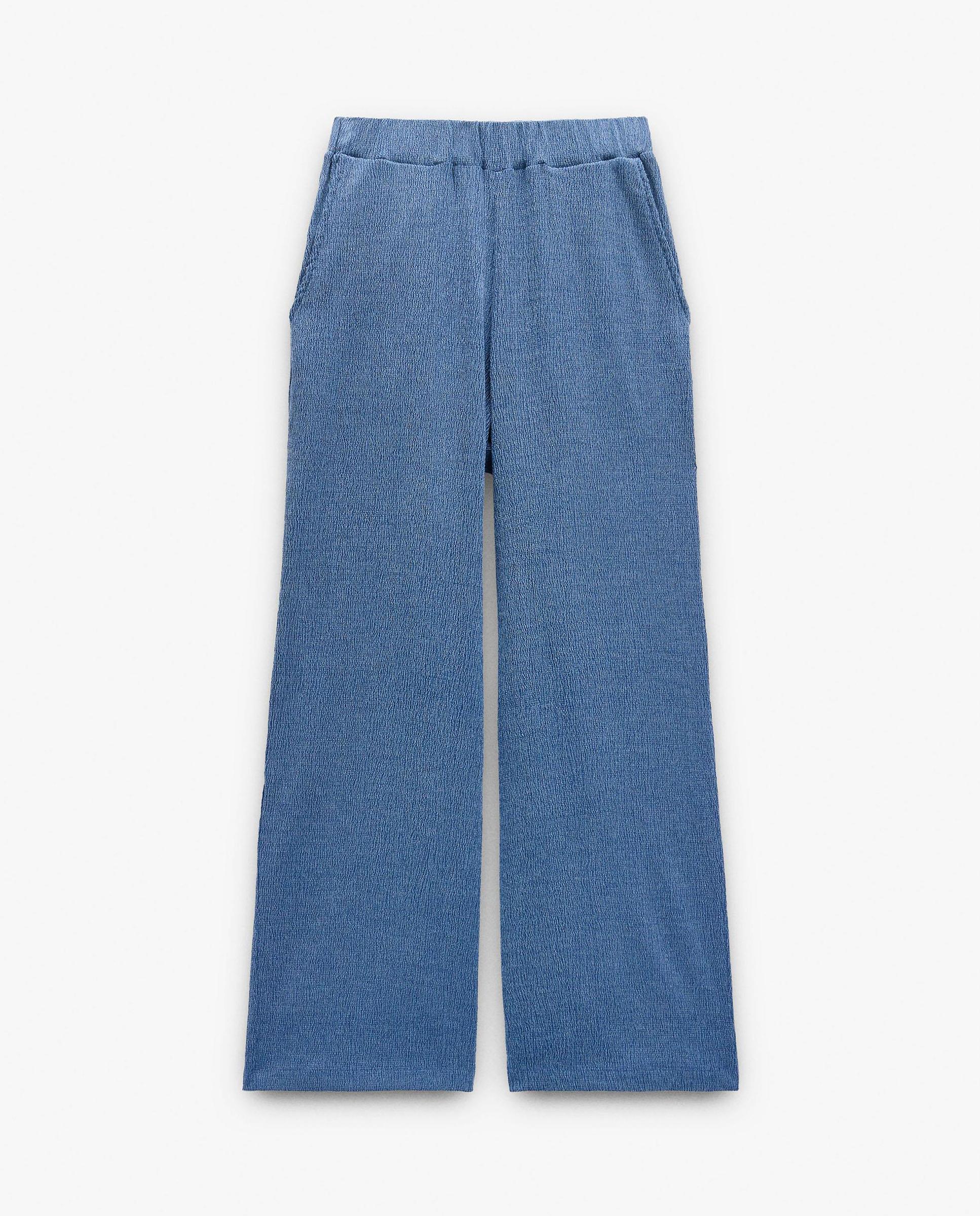 Pantalones rectos de mujer con cintura elástica en liso - Parfois - Azul marino Azul marino-7