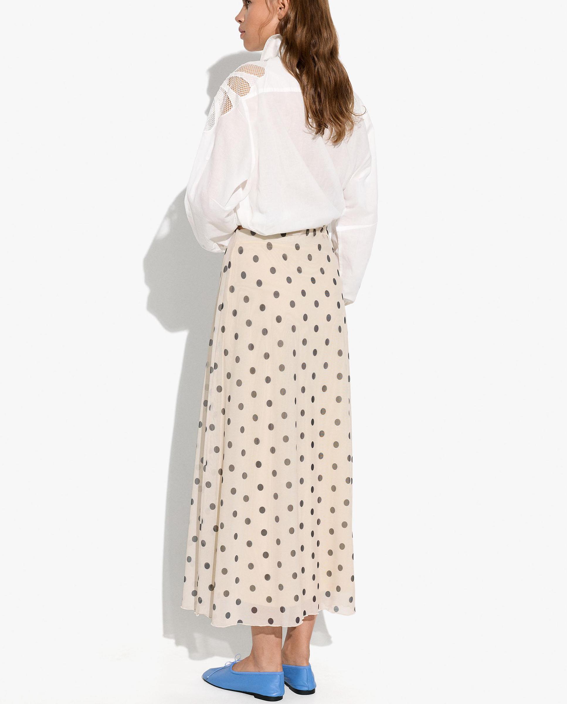 Falda larga con estampado de lunares - Parfois - Natural Natural-3